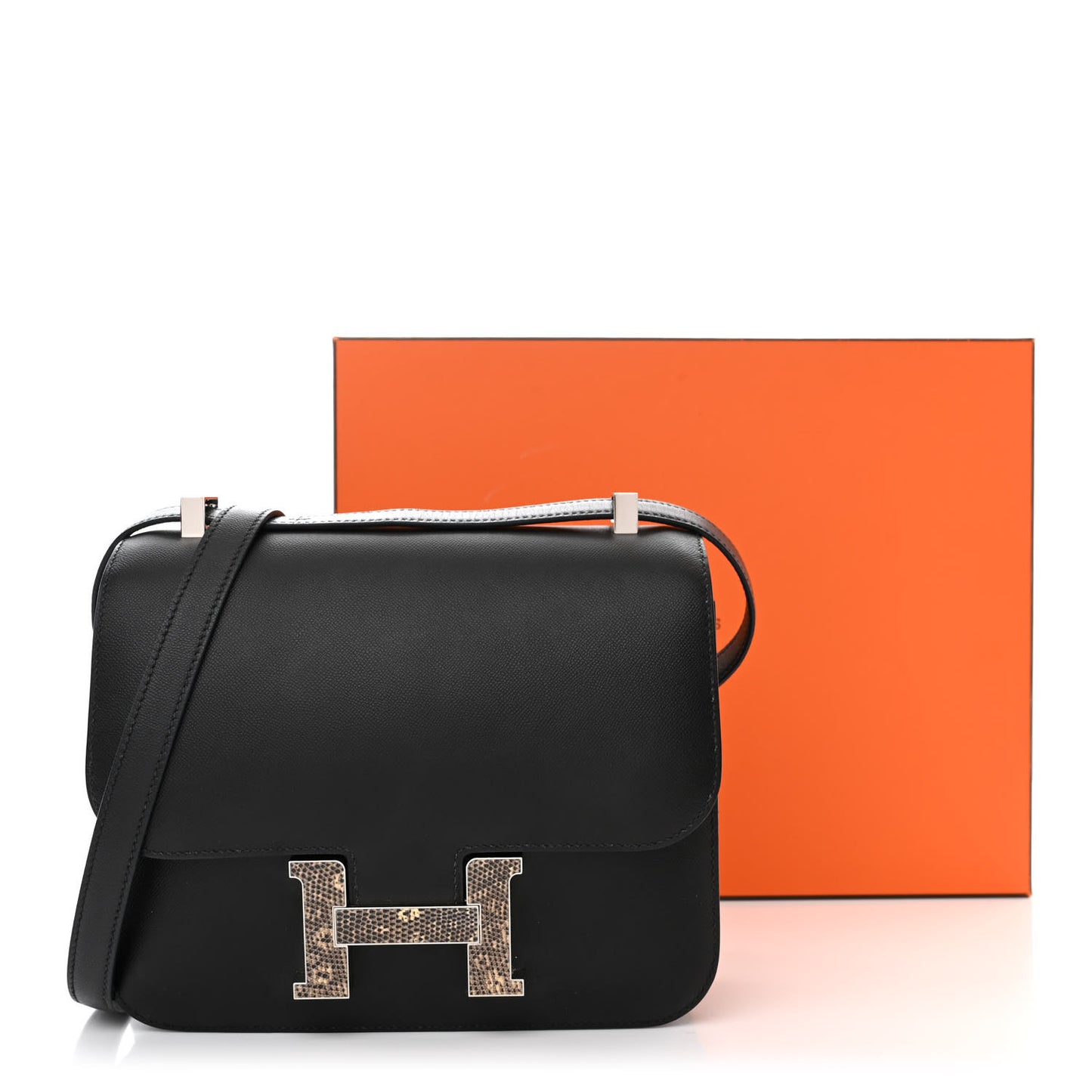 Madame Calfskin Lizard Constance 24 Black Ombre