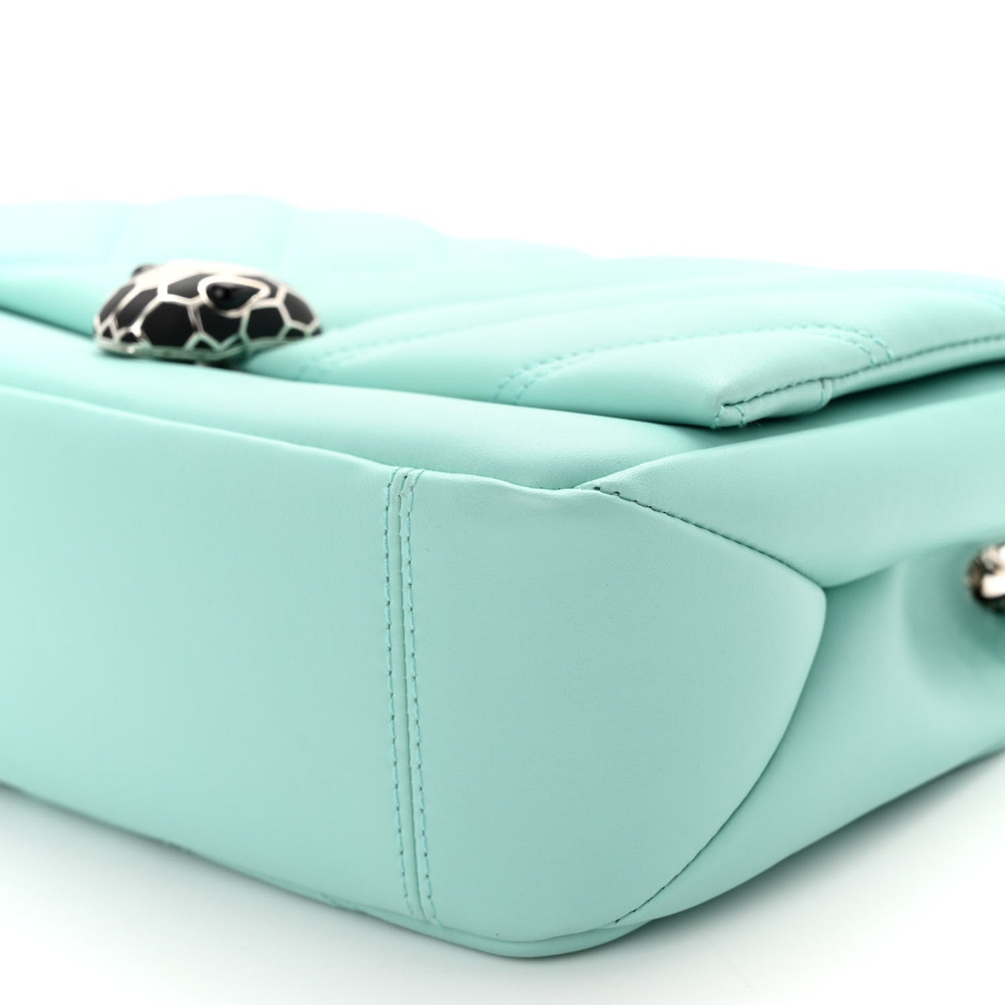 Calfskin Matelasse Small Serpenti Cabochon Shoulder Bag Turquoise