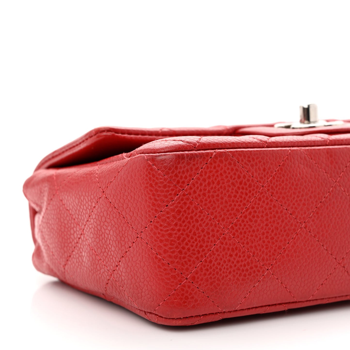 Caviar Quilted Mini Rectangular Flap Red