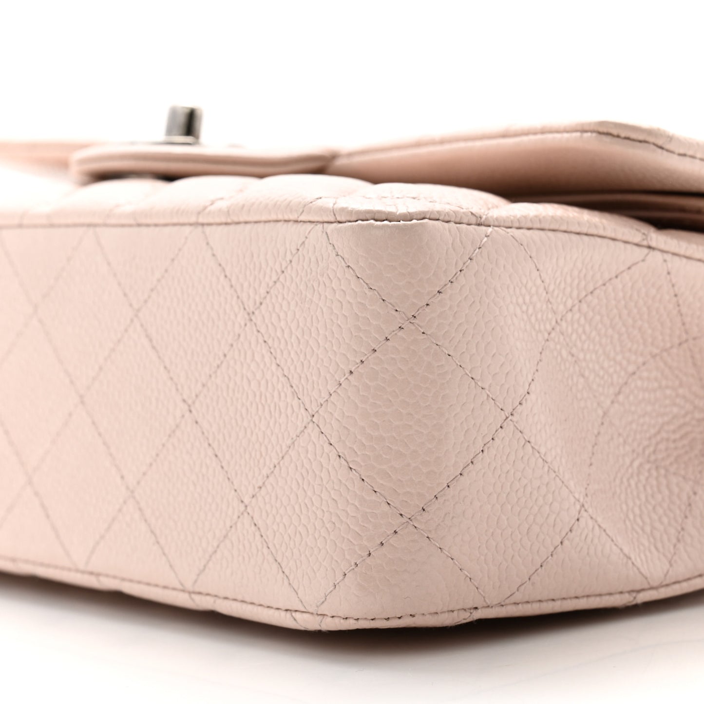 Caviar Quilted Medium Double Flap Light Pink
