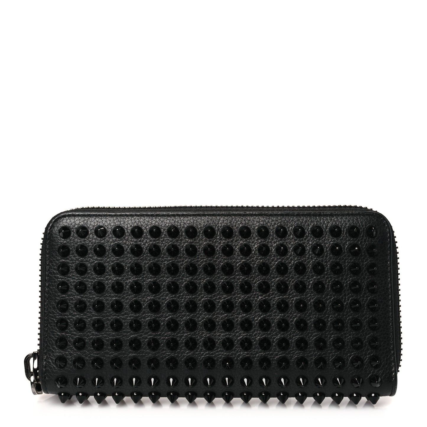 Calfskin Panettone Spiked Zip Around Wallet Black