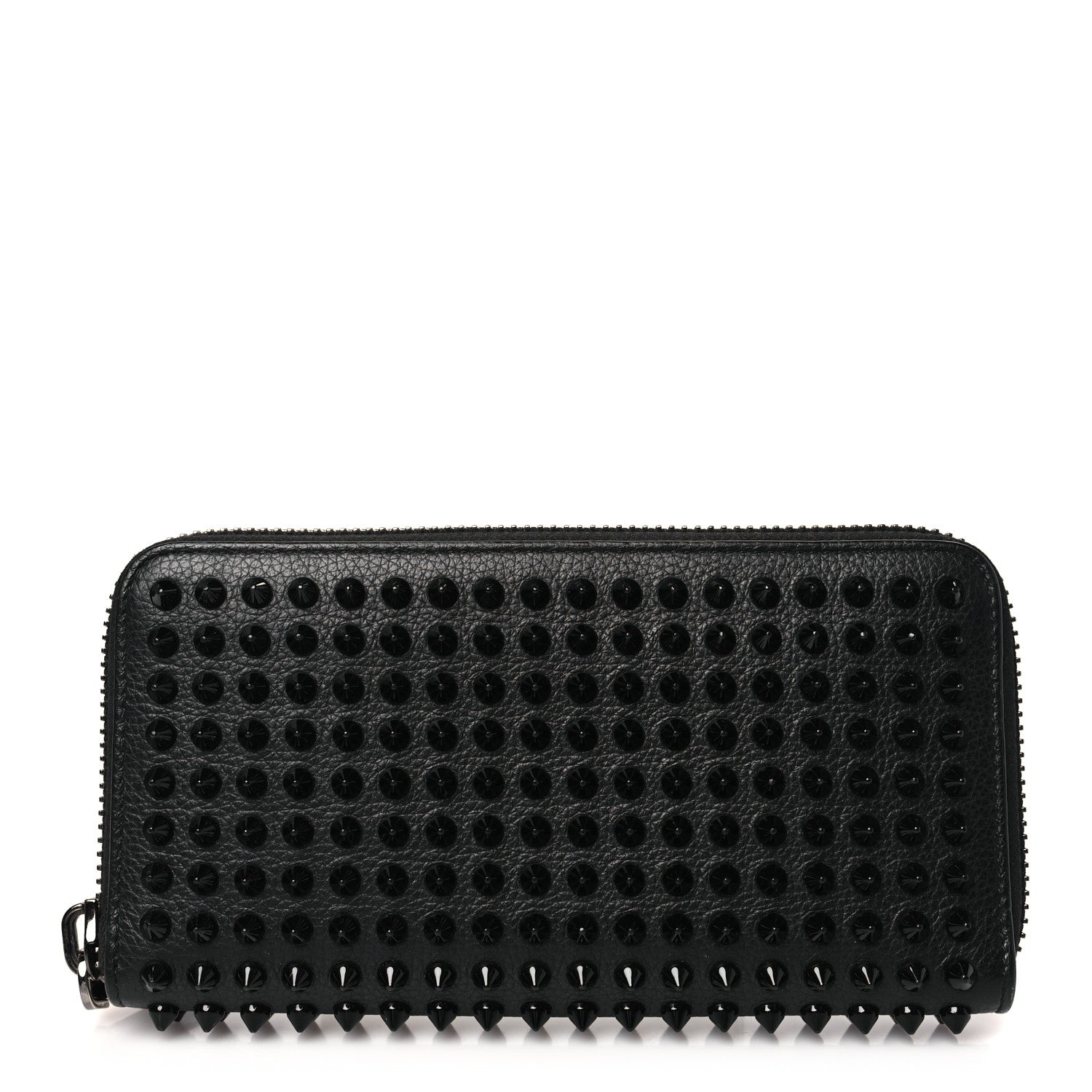 Christian Louboutin Calfskin Panettone Spiked Zip Around Wallet Black 1 of 7