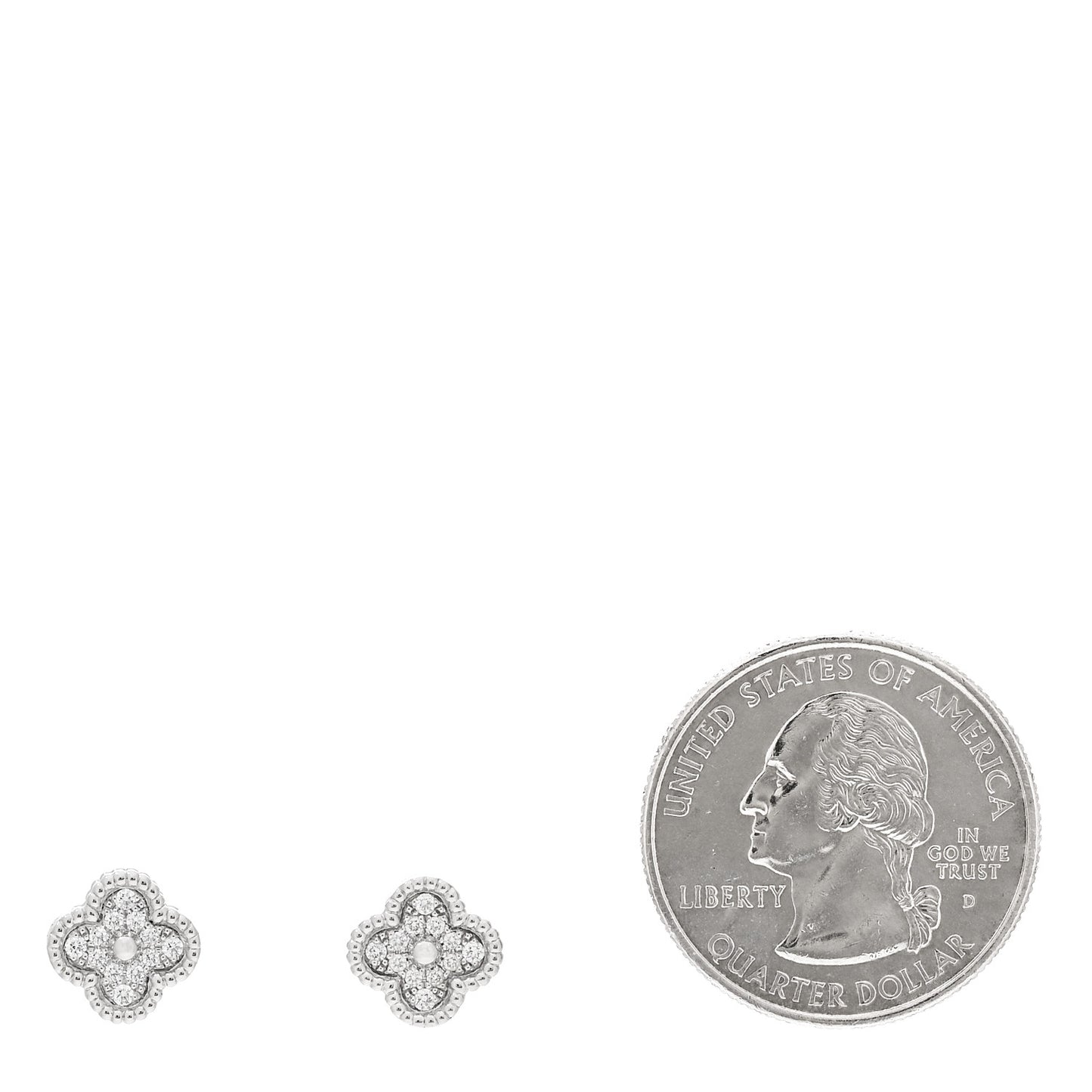 18K White Gold Diamond Sweet Alhambra Earrings