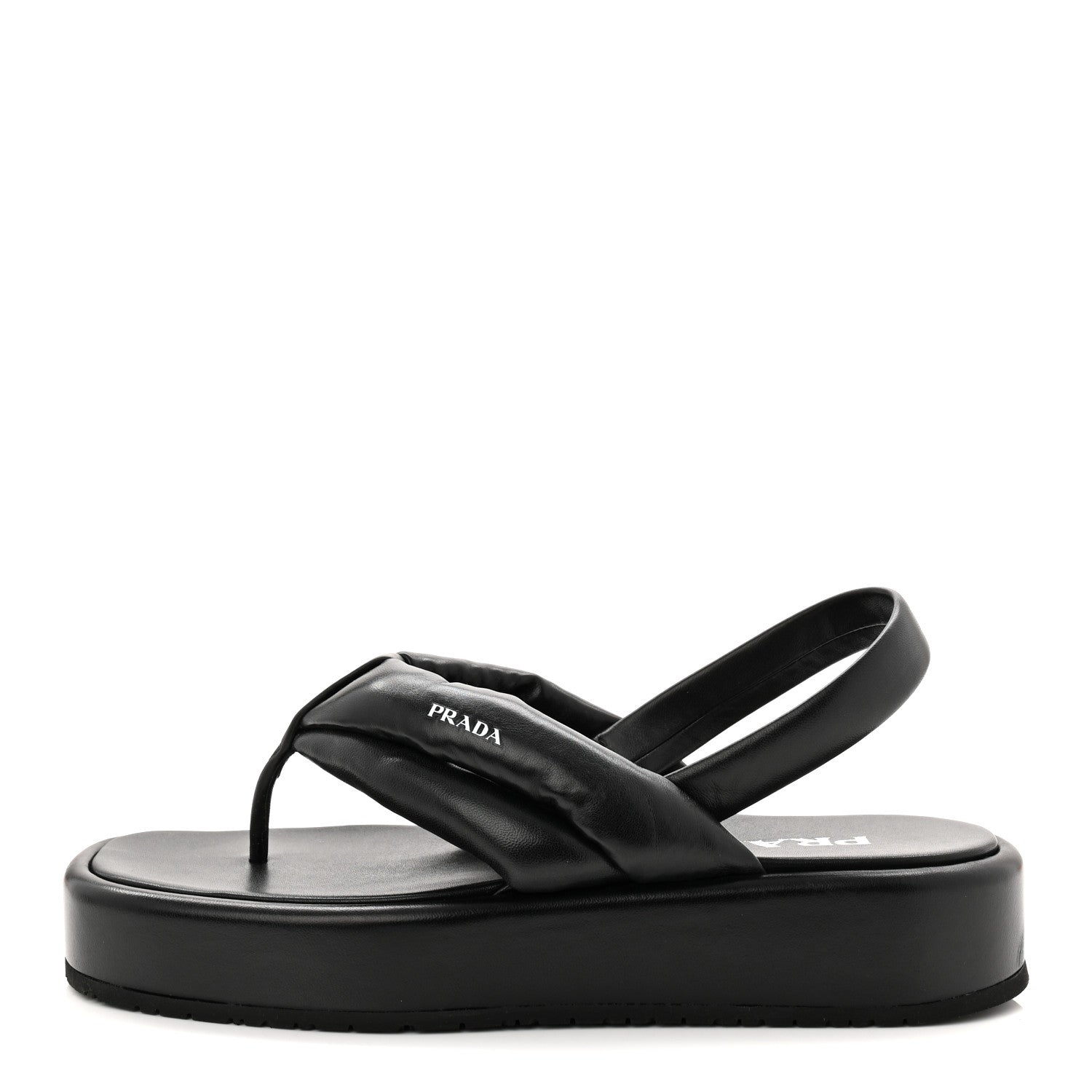 Prada Nappa Soft Padded Platform Slingback Thong Sandals 41 Black