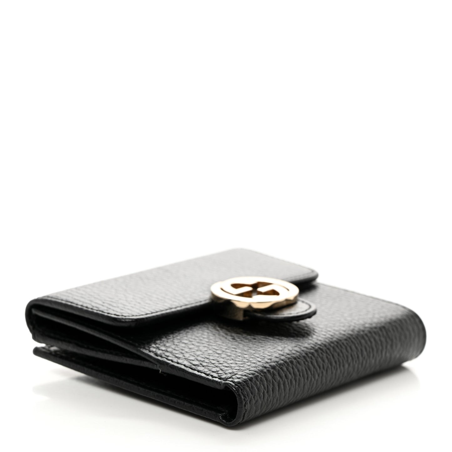 Dollar Calfskin Interlocking G French Wallet Black