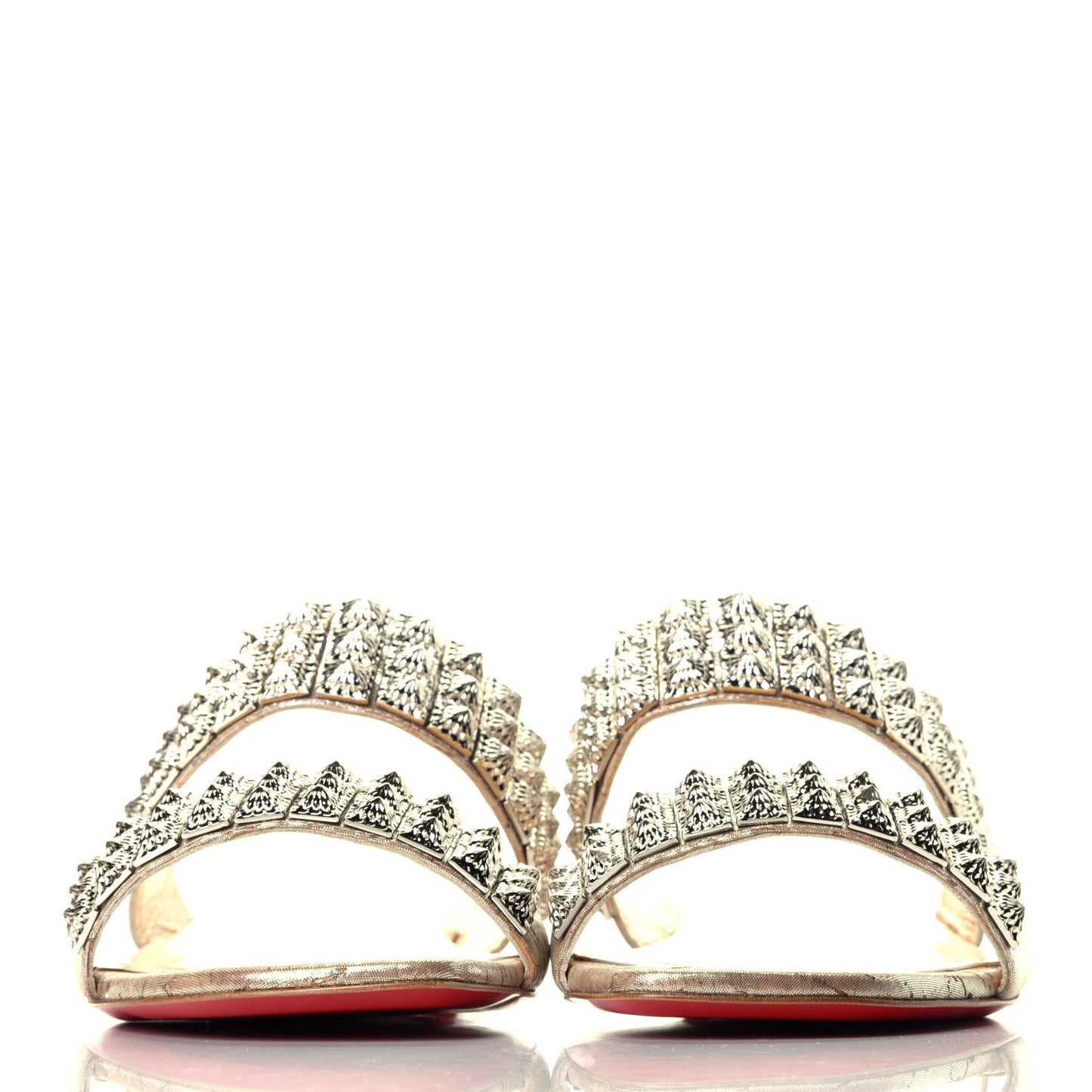 Liege Pepite Studded Myriadiam Flat Slide Sandals 39 Silver