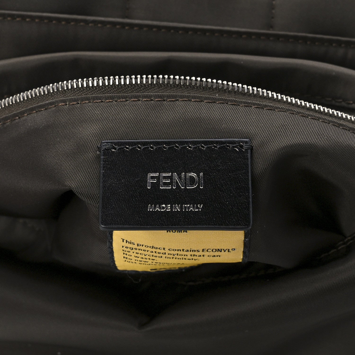 Fendi Econyl Nylon Cuoio Romano Monochrome Medium Baguette Messenger Bag Ebano 6 of 13