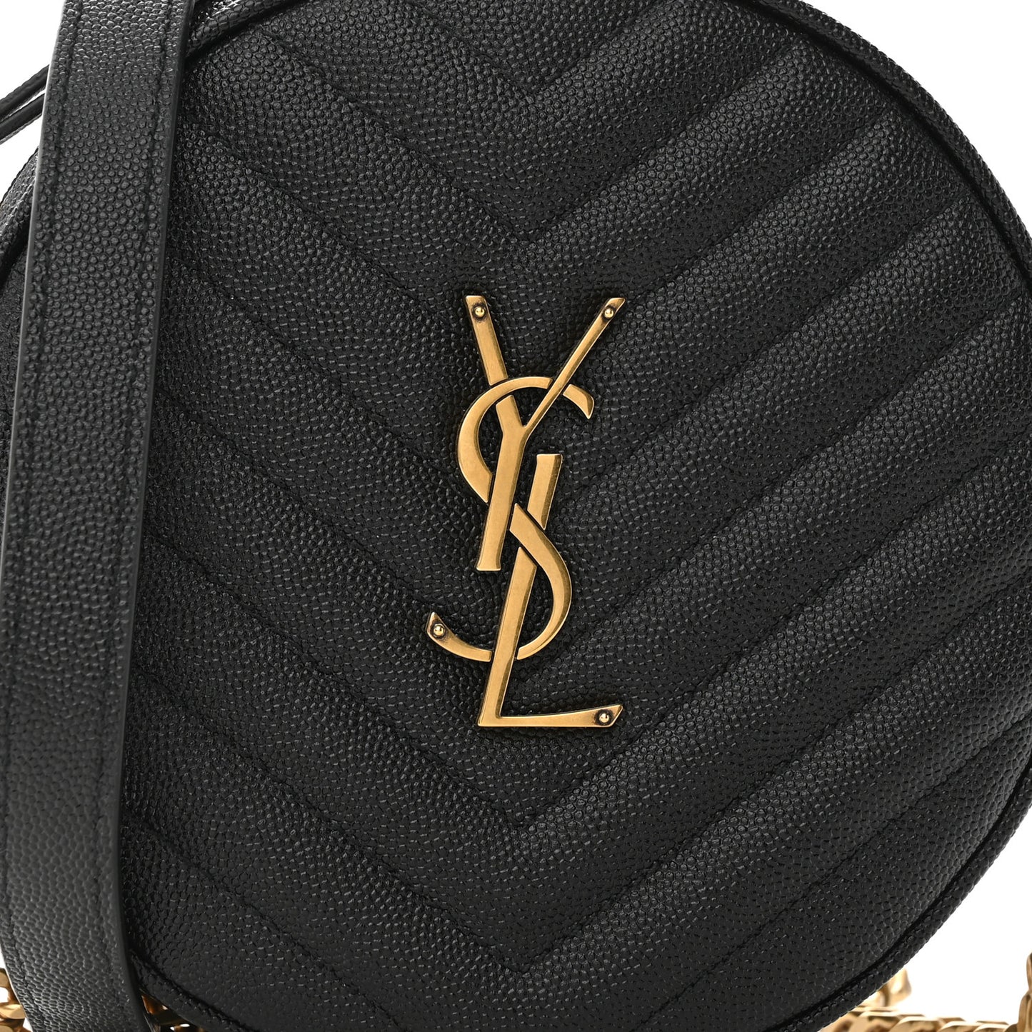 Grain De Poudre Matelasse Chevron Quilted Round Vinyle Camera Bag Black