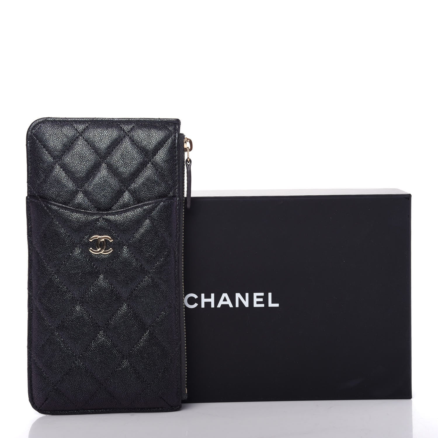 Chanel Iridescent Caviar Quilted Classic iPhone Pouch Black 9 of 9