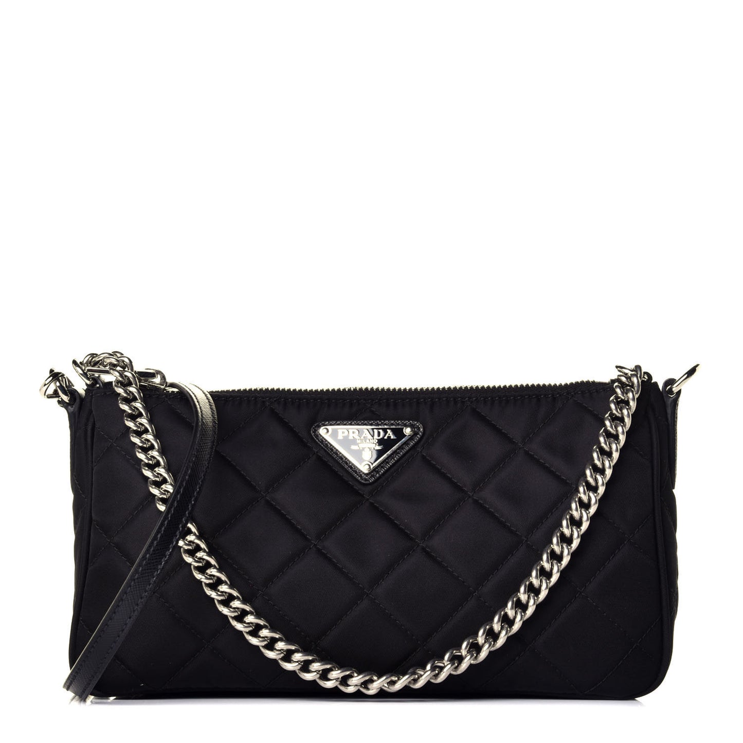 Nylon Tessuto Impuntu Quilted Crossbody Bag Black