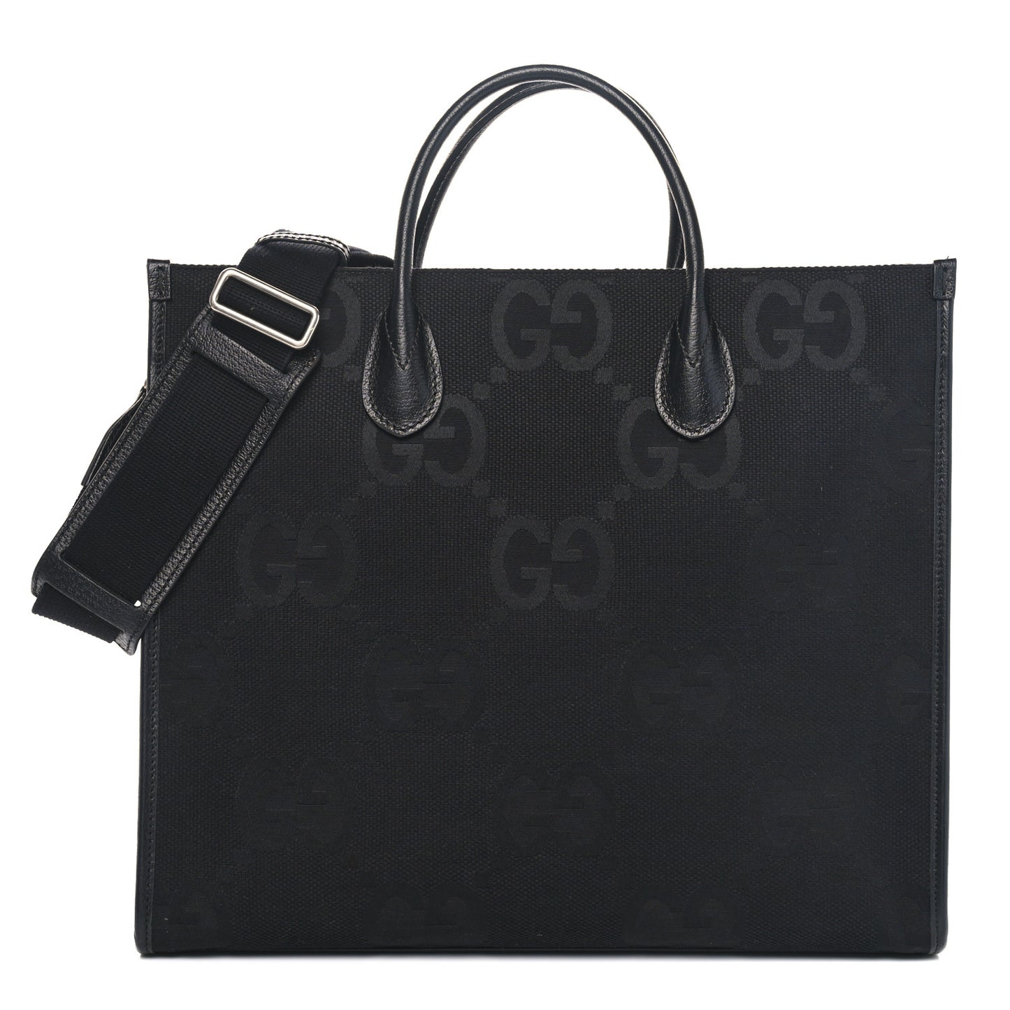 Monogram Jumbo GG Textured Dollar Calfskin Tote Bag Black