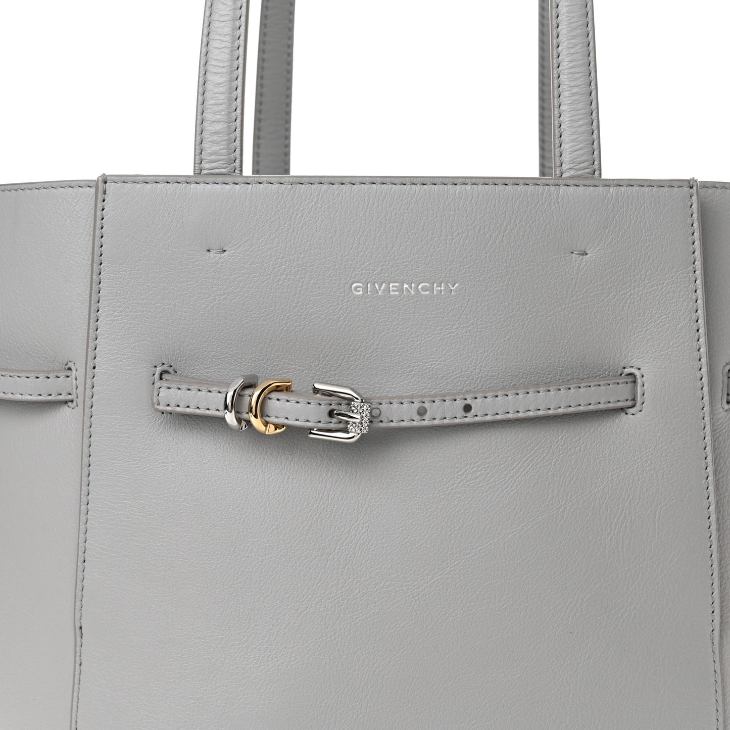 Calfskin Small Voyou Small North South Tote Light Grey