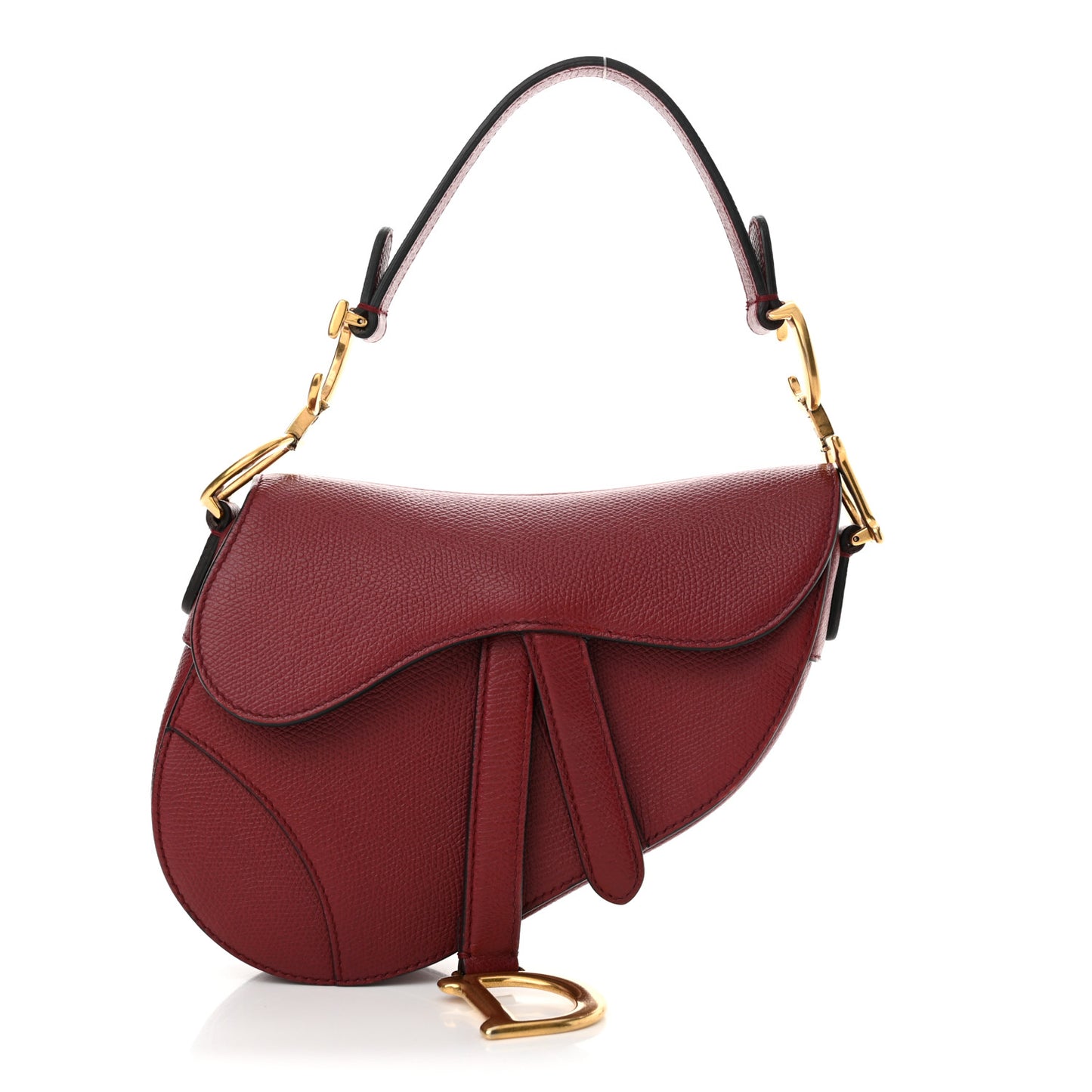 Grained Calfskin Mini Saddle Bag Red