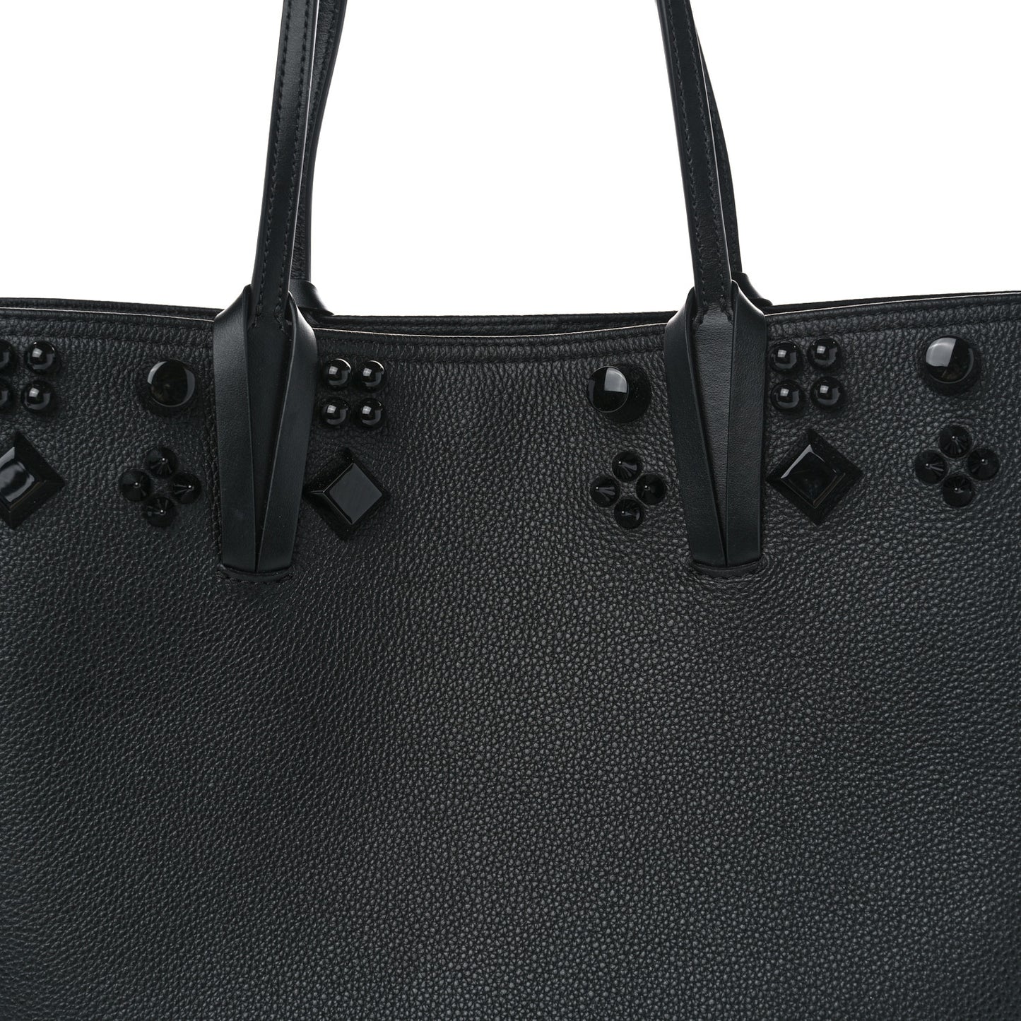 Calfskin Empire Spike Studded East West Cabata Tote Black