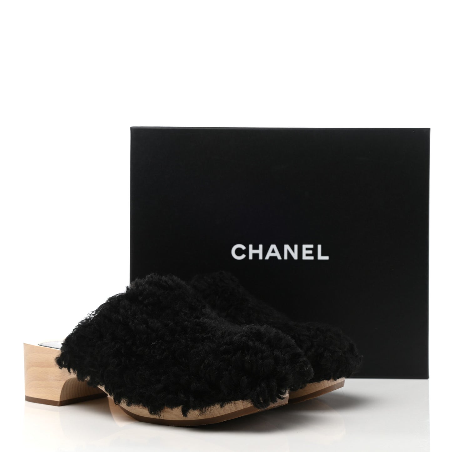 Shearling Lambskin Clogs 40 Black