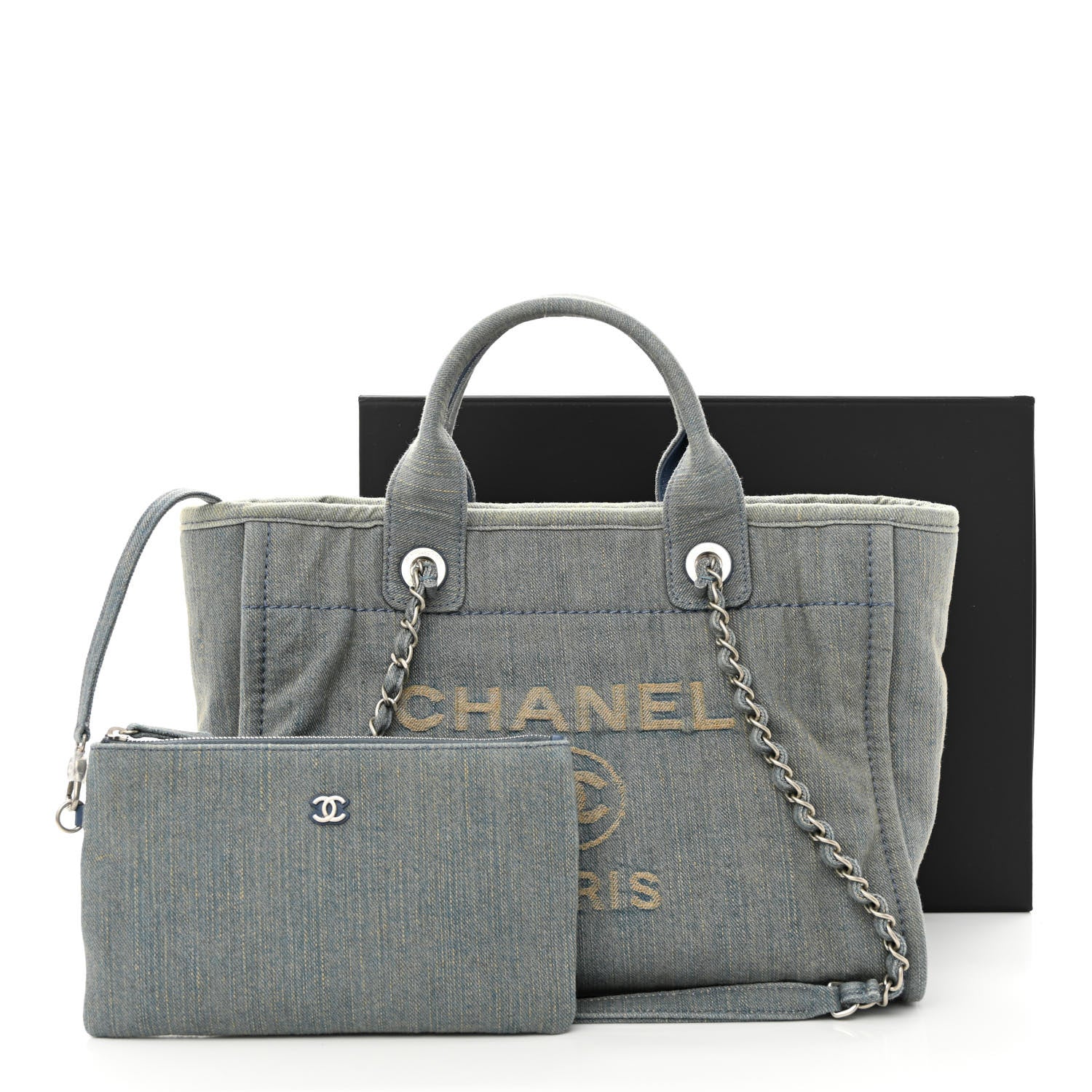 Chanel Denim Small Deauville Tote Light Blue 13 of 13