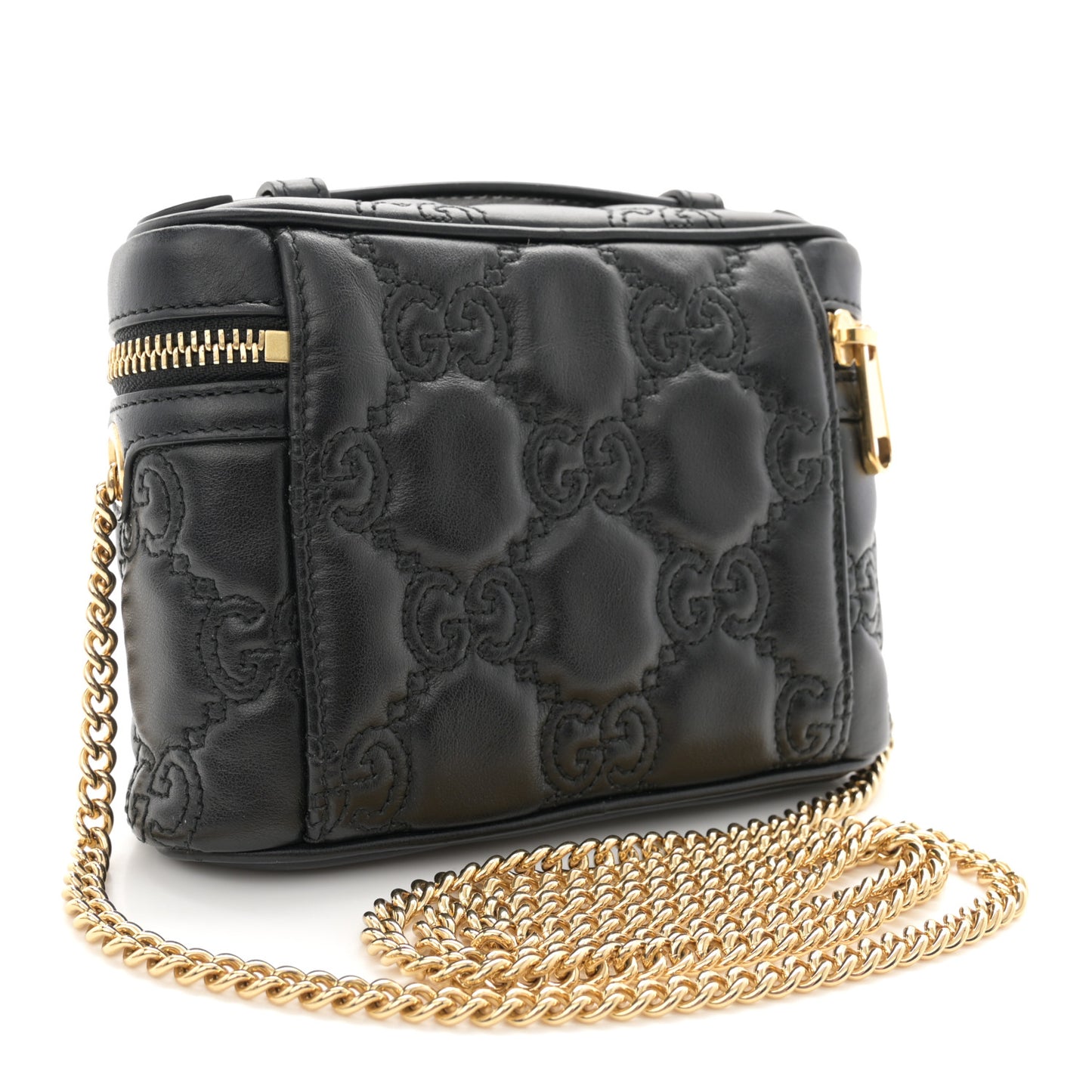 Calfskin GG Matelasse Mini Top Handle Bag Black