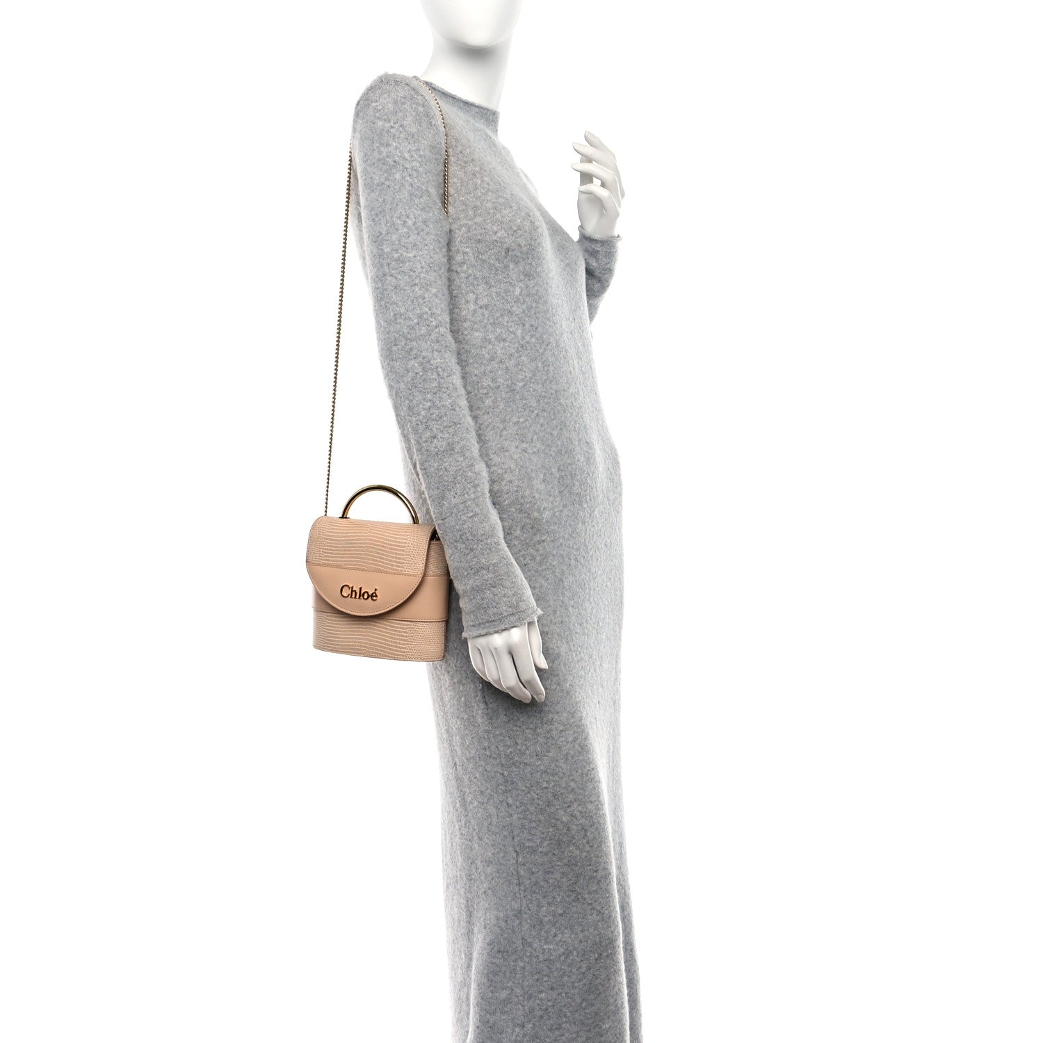 Chloe Calfskin Lizard Embossed Small Aby Lock Delicate Pink 2 of 9