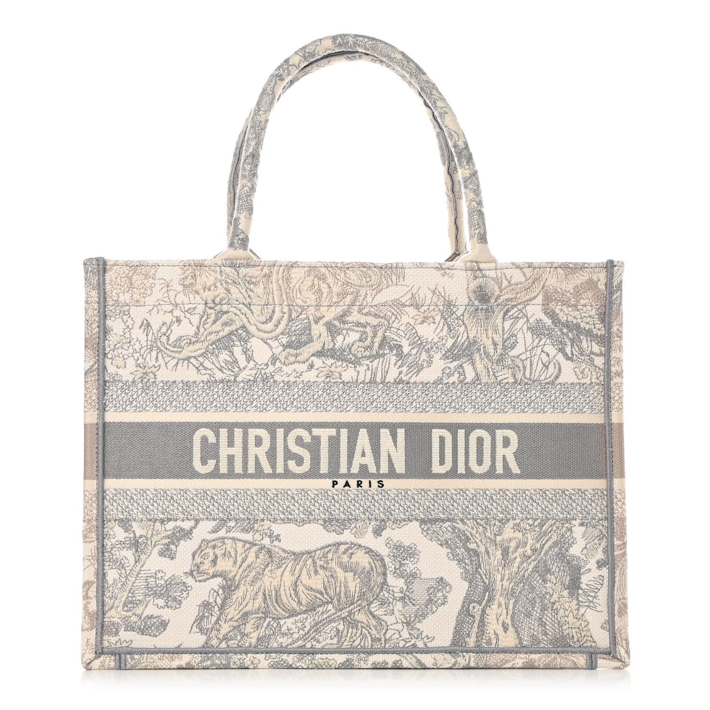 Canvas Embroidered Medium Dioriviera Toile De Jouy Book Tote Gray