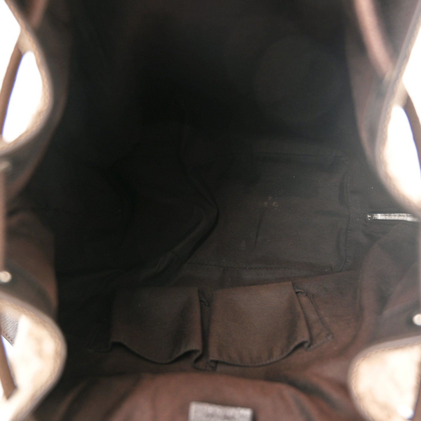 Monogram Dollar Calfskin O Drawstring Backpack Beige Ebony Testa di Moro Dark Chocolate
