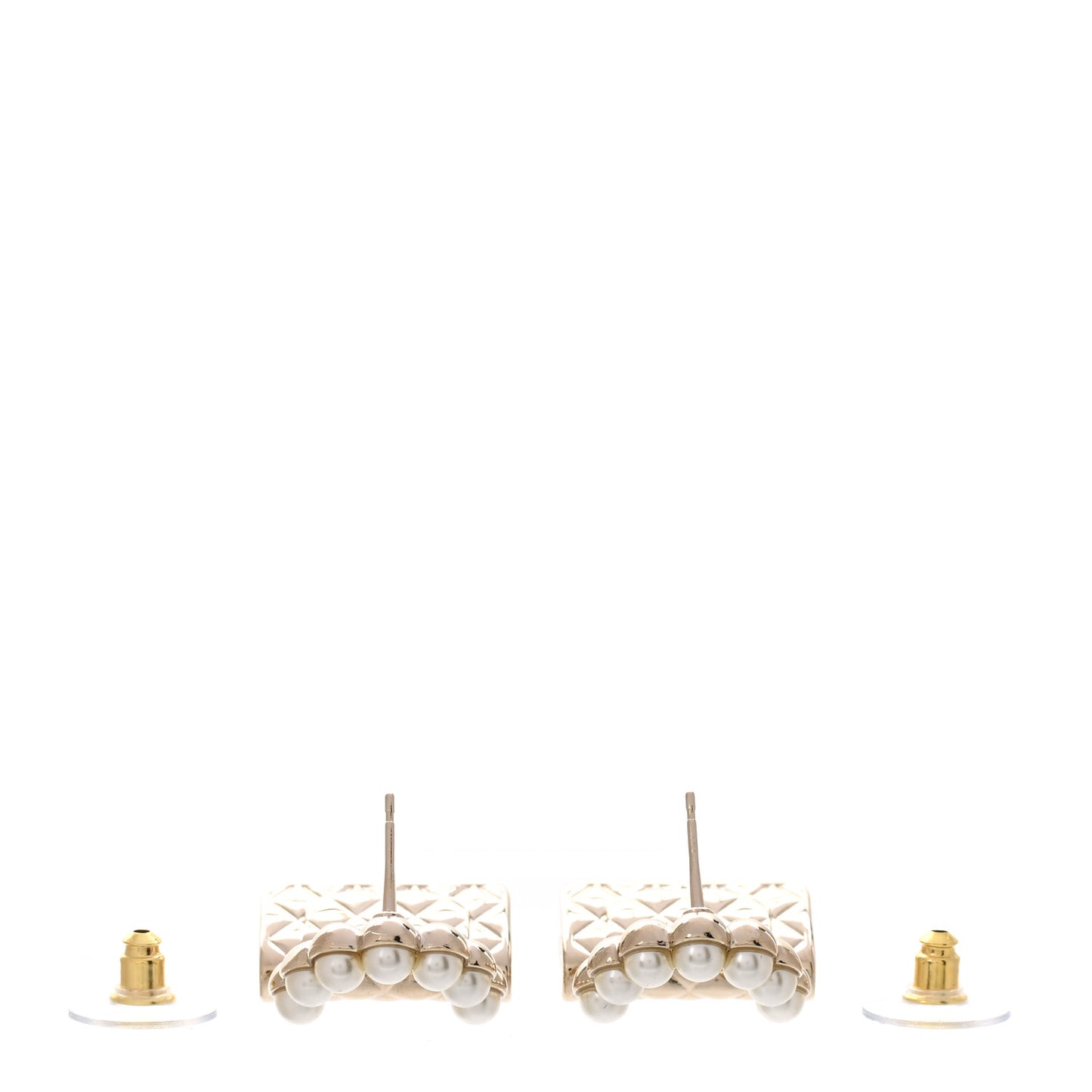 Pearl Quilted CC Flap Bag Earrings Gold