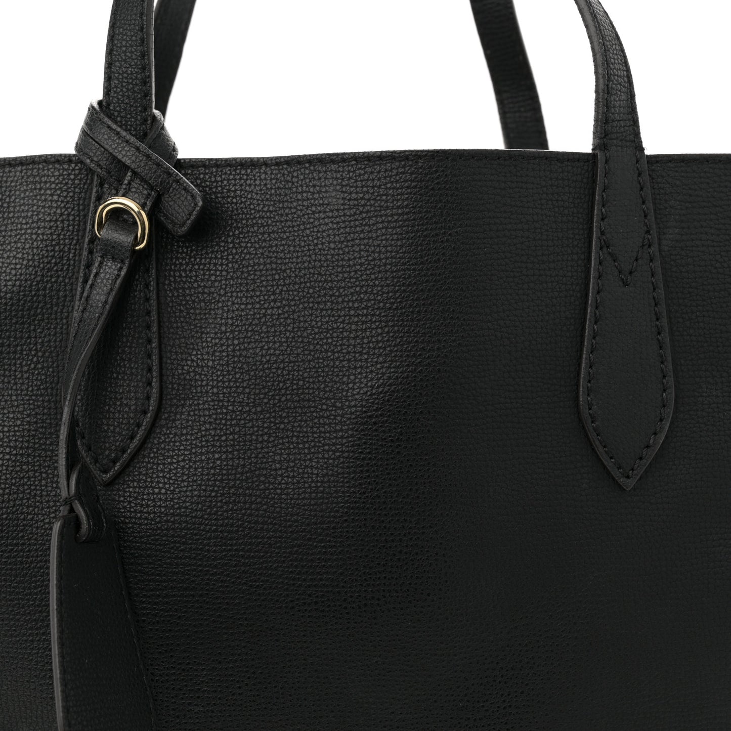 Grainy Calfskin Haymarket Check Medium Reversible Tote Black