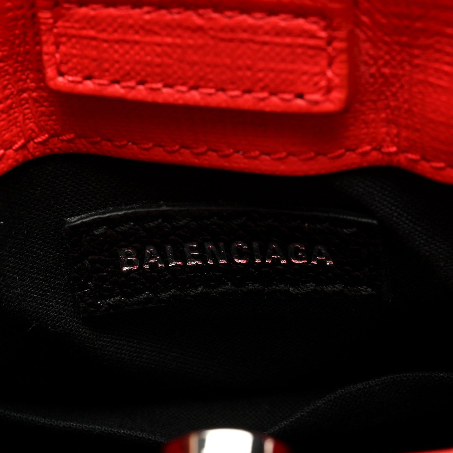 Squared Calfskin Logo Shopping Phone Holder Bag Red