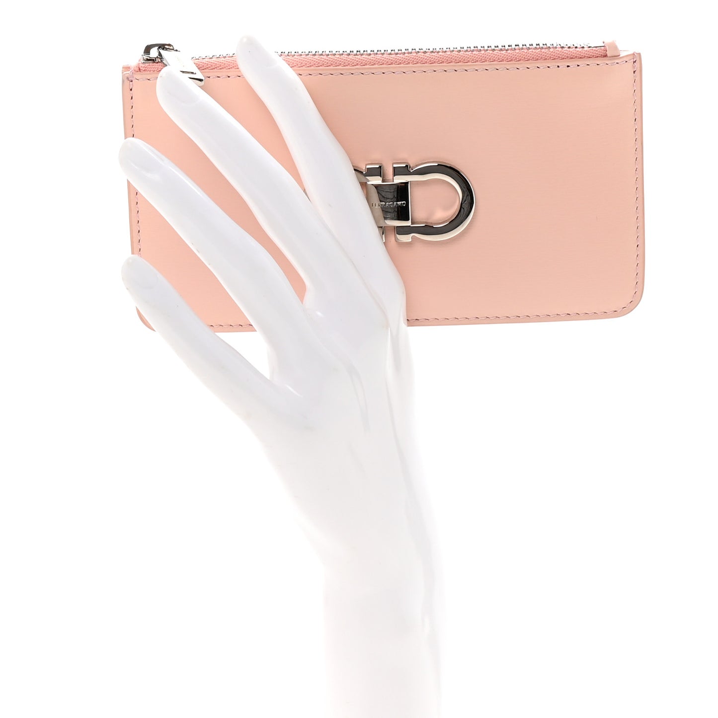 Calfskin Gancini Card Holder Pink
