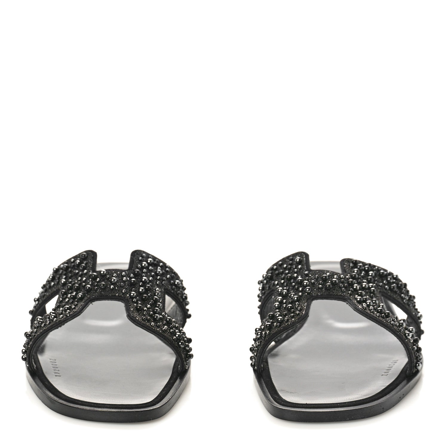 Hermes Suede Beaded Oran Sandals 37 Black 2 of 9