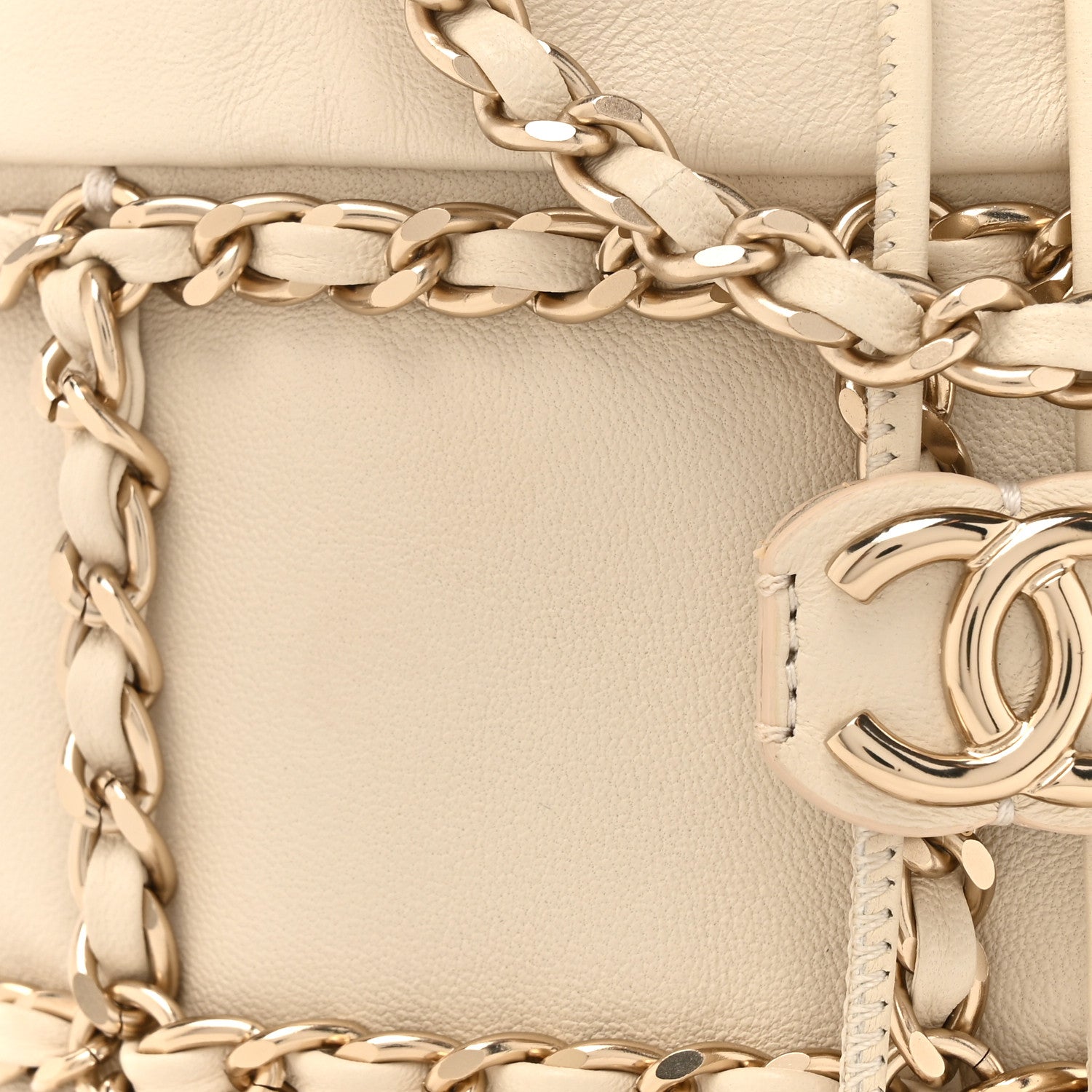 Chanel Lambskin Bucket Chain Drawstring Bag Beige 8 of 10