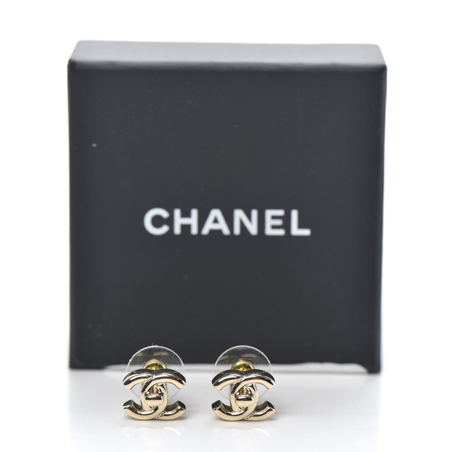 Metal CC Turnlock Earrings Gold