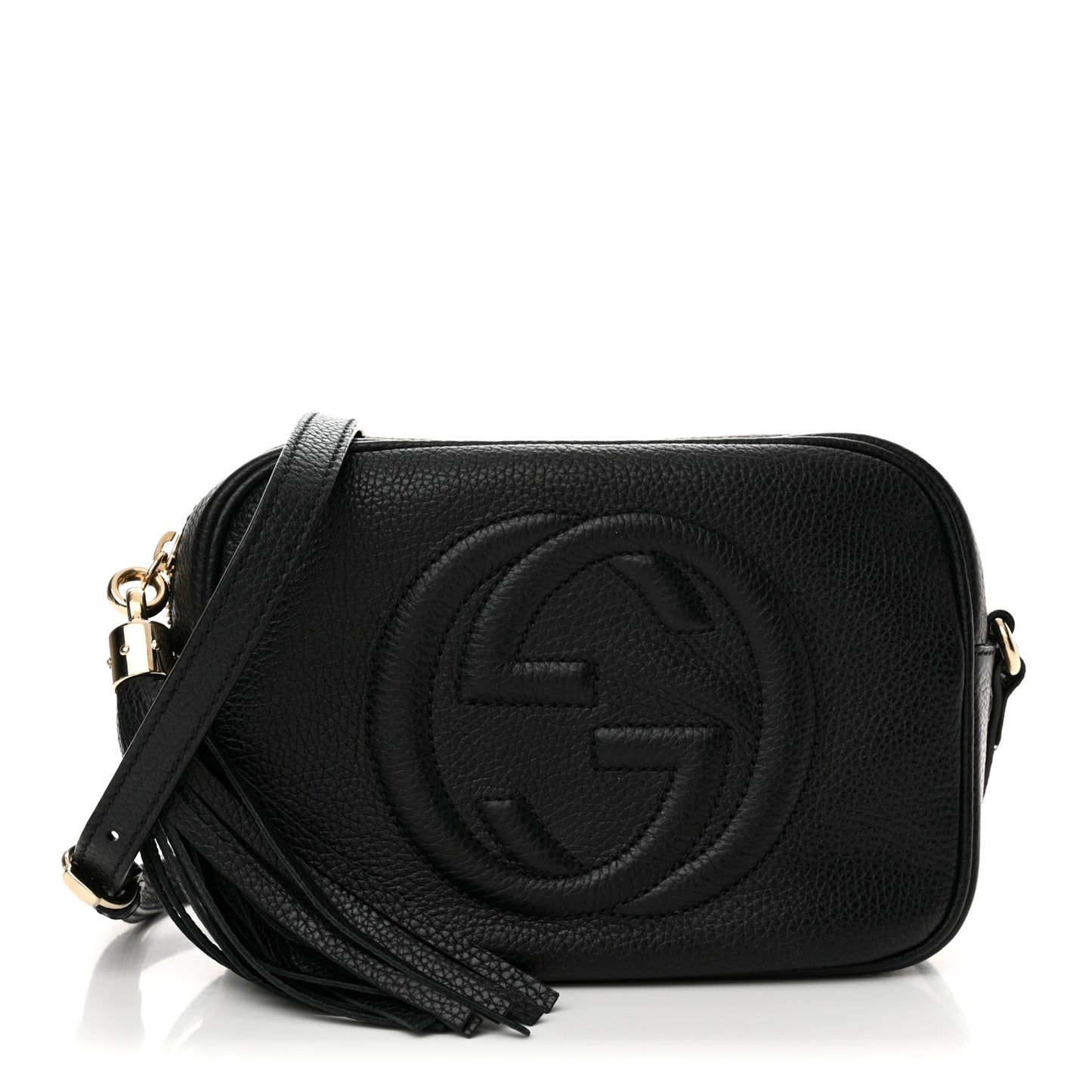 Pebbled Calfskin Small Soho Disco Bag Black