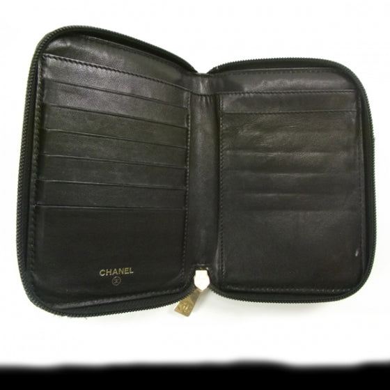 Caviar Zip Around Wallet Black
