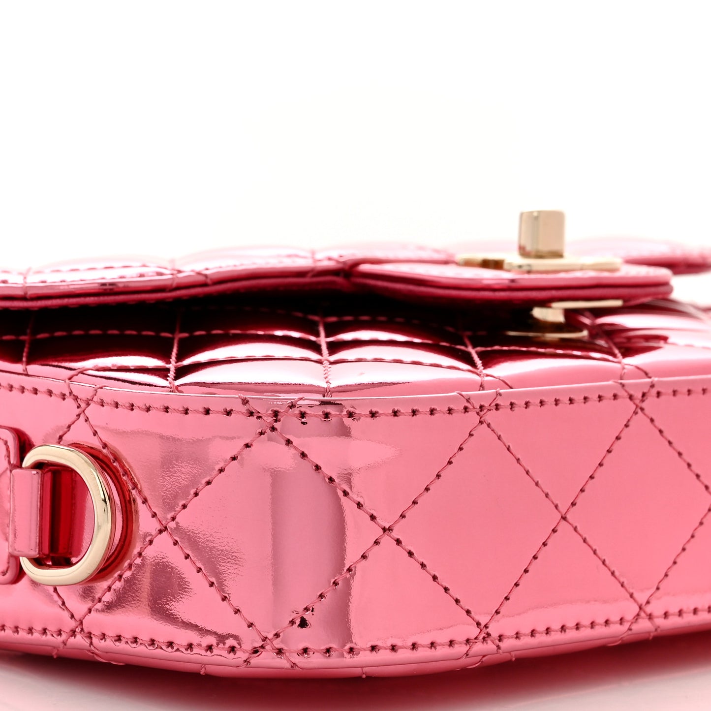 Mirror Calfskin Metallic Lambskin Quilted Hollywood Boulevard Mini Flap With Star Coin Purse Pink