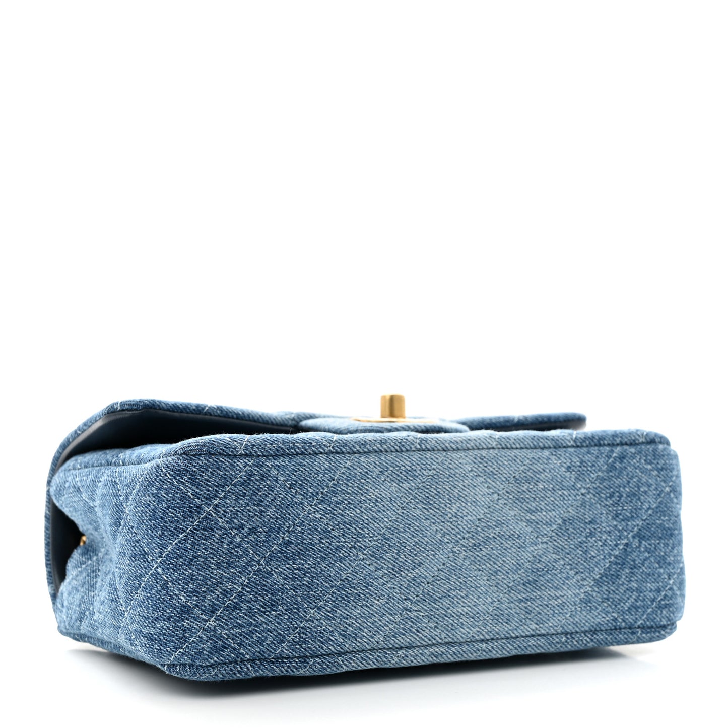 Washed Denim Quilted Mini Rectangular Flap Blue