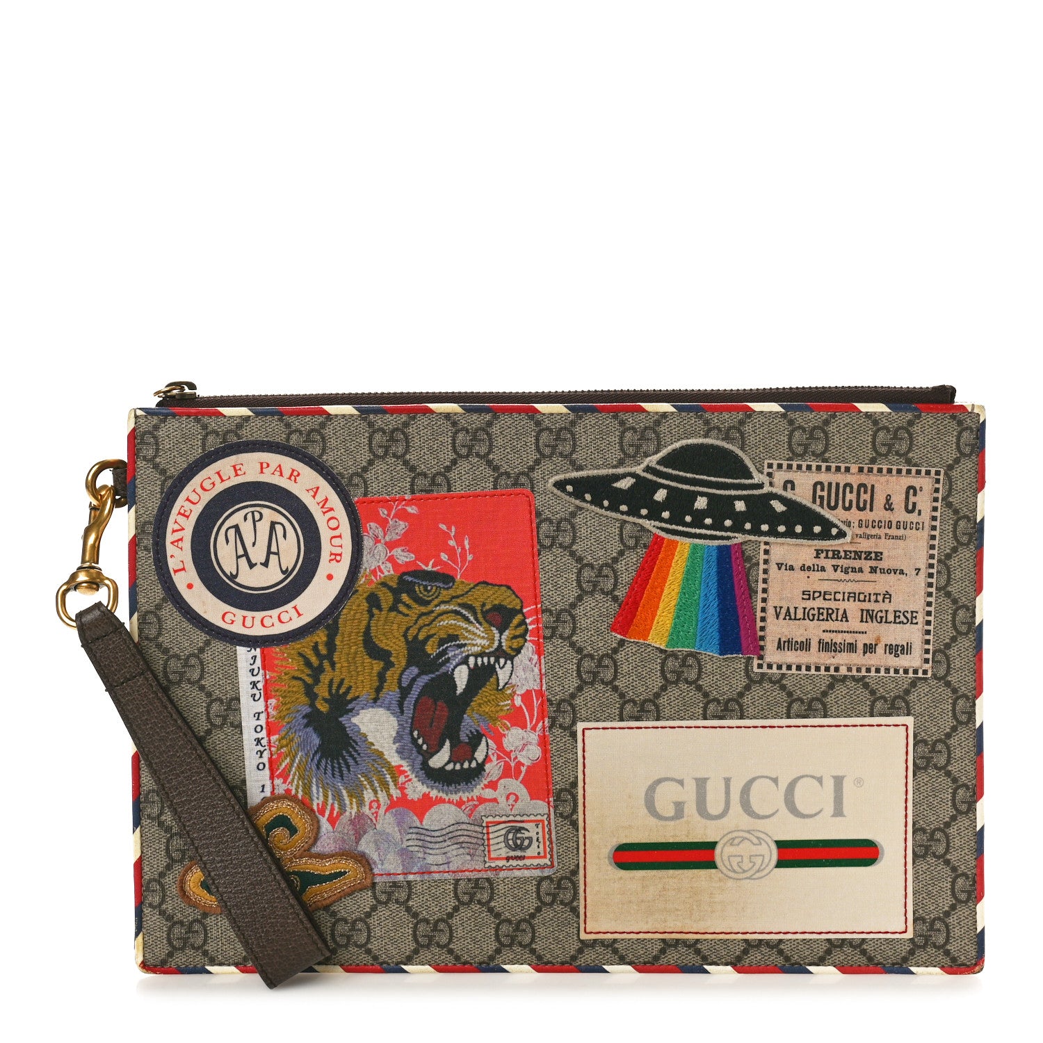 GUCCI GG柄 ポーチ 256639 Gucci GG Supreme Monogram Courrier Embroidered UFO Pouch 1509768