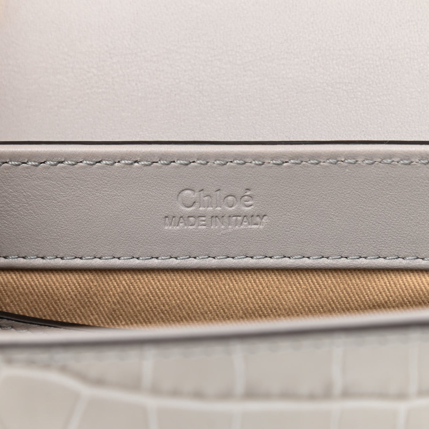 Crocodile Embossed Calfskin Mini C Double Carry Stormy Grey