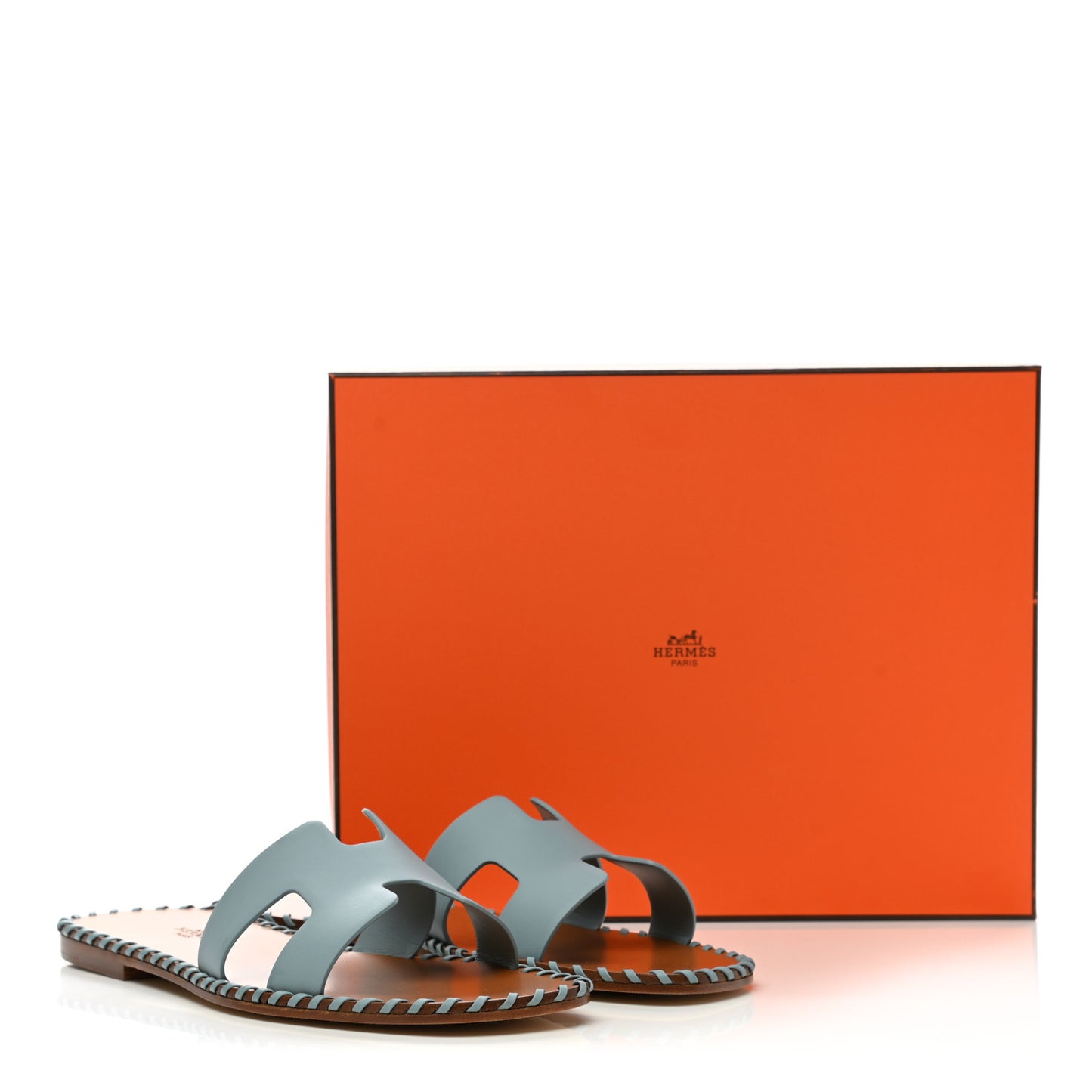 Box Calfskin Braided Oran Sandals 38 Vert D'Eau