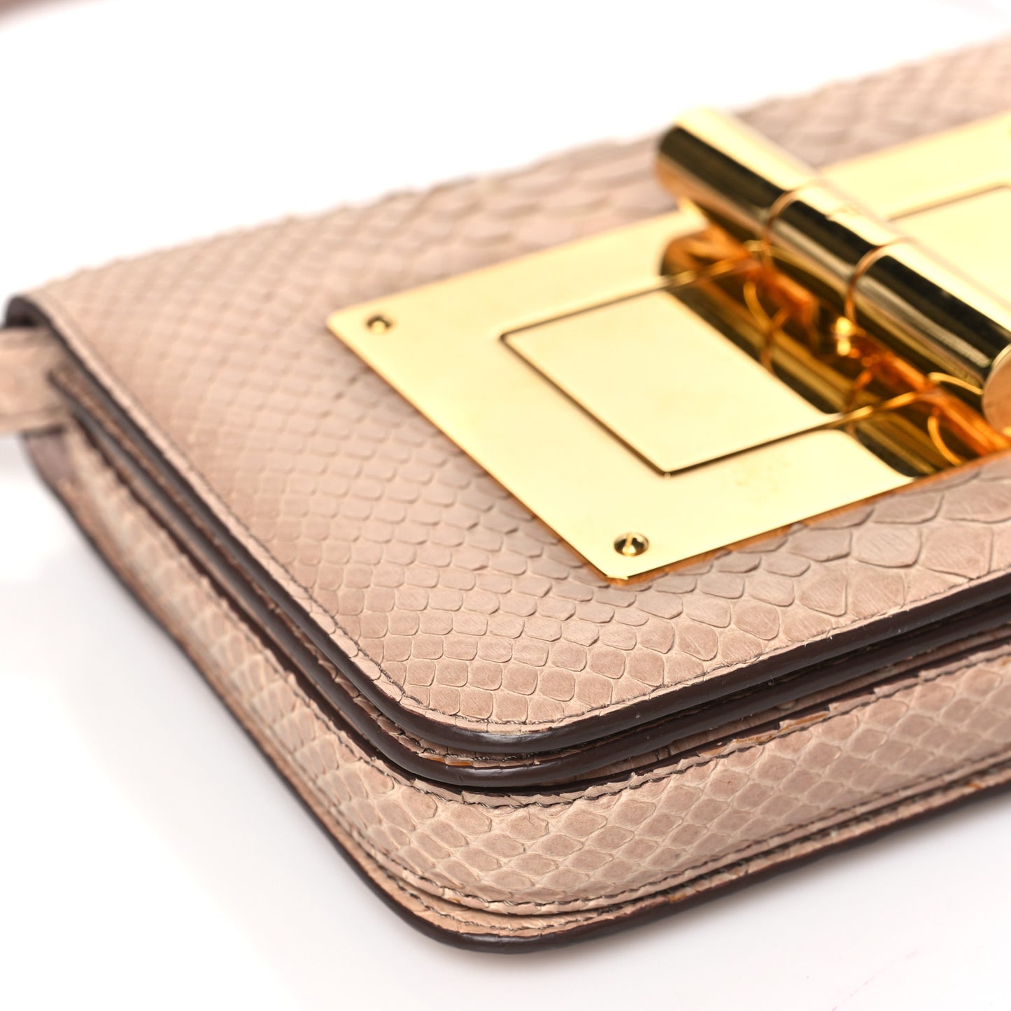 Snakeskin Medium Natalia Shoulder Bag Beige