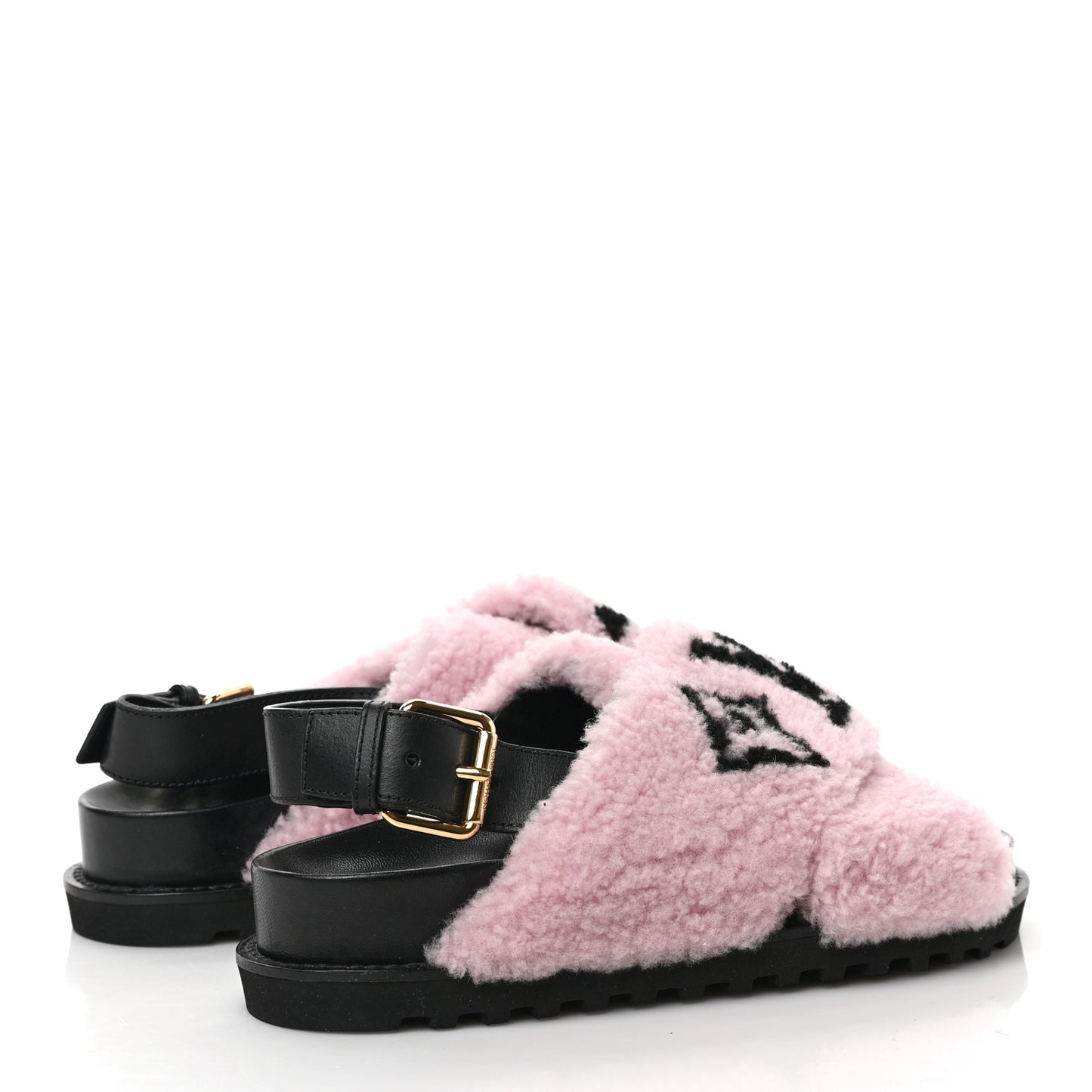 Shearling Calfskin Paseo Flat Comfort Sandal 37 Pink