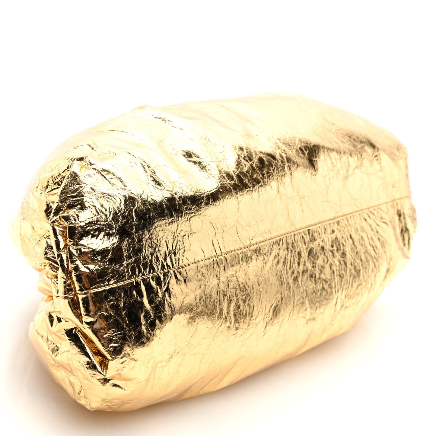 Metallic Crinkled Lambskin The Pouch Oversized Clutch Oro