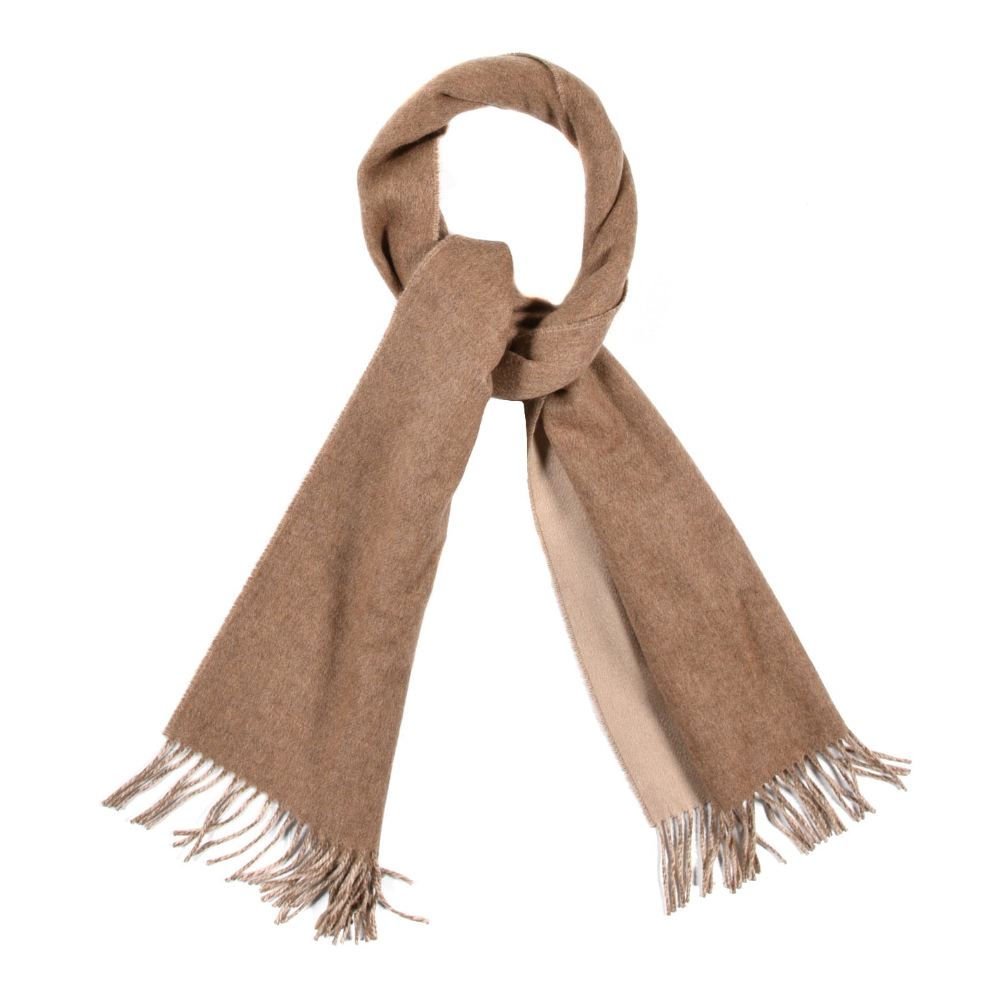 Cashmere Recto Verso Muffler Marron Glace Craie