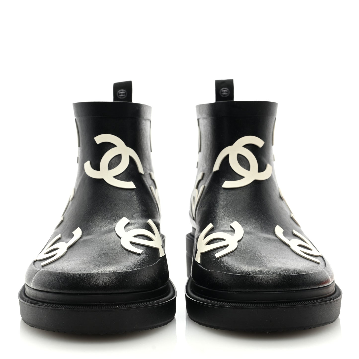 Rubber CC Print Boots 36 Black