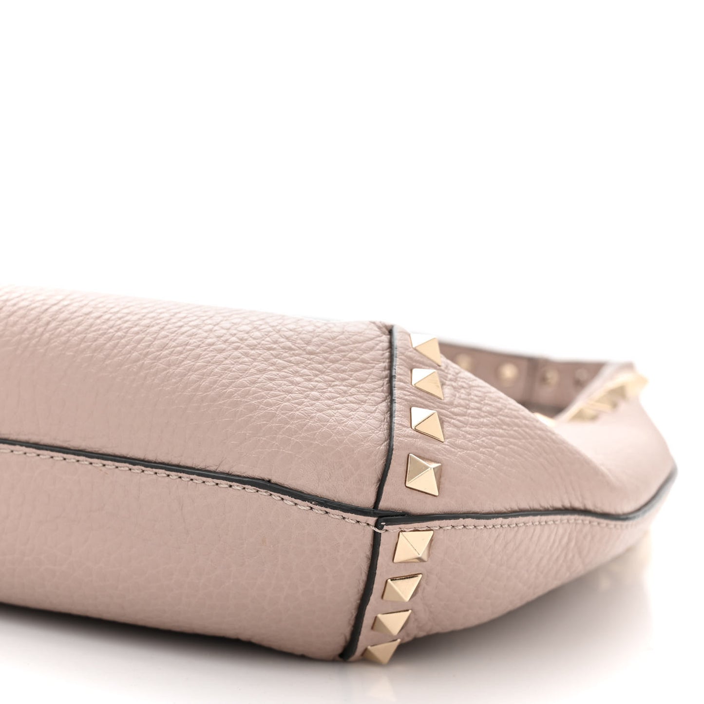Pebbled Calfskin Small Rockstud Flip Lock Hobo Poudre