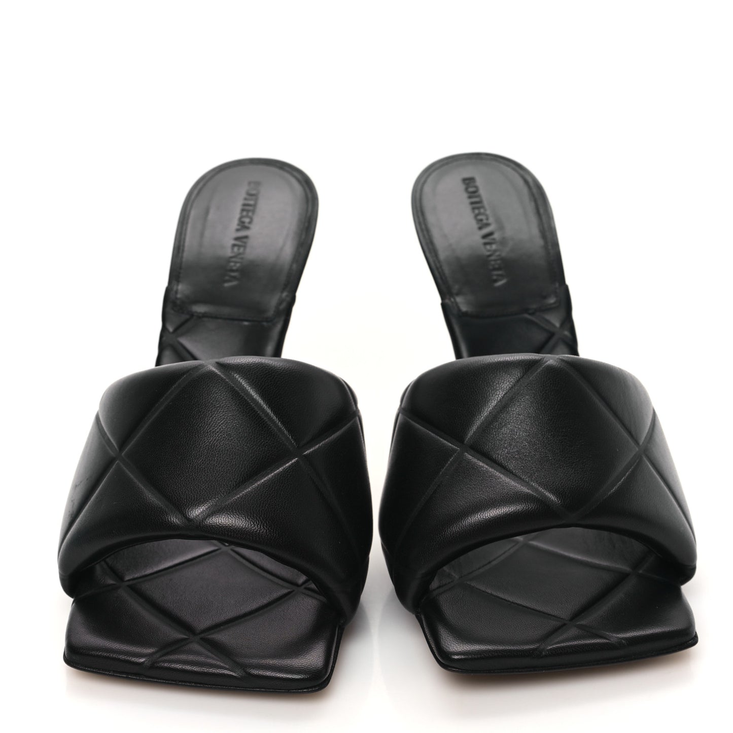 Nappa Quilted Ruber Lido Mule Sandals 40 Black