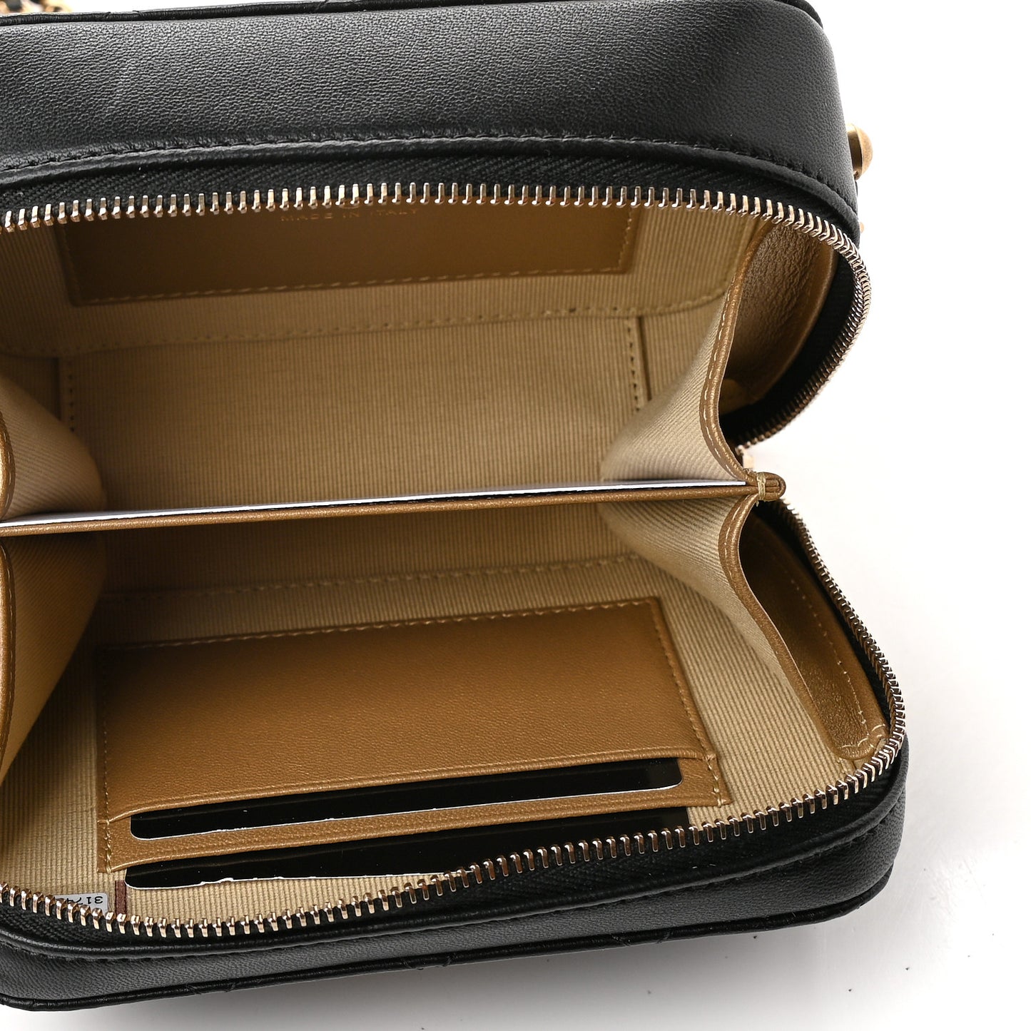 Lambskin Quilted CC Pearl Crush Camera Case Black