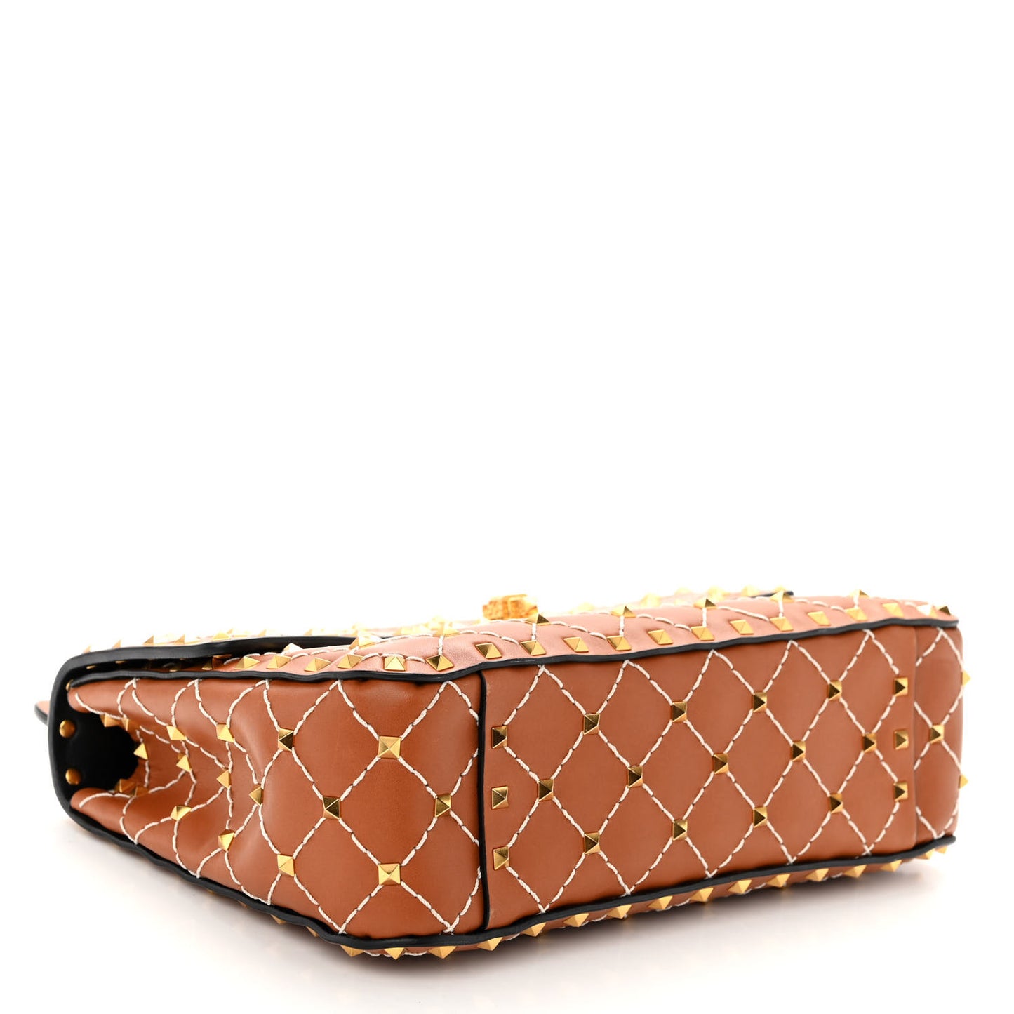 Nappa Medium Rockstud Spike Shoulder Bag Light Cuir