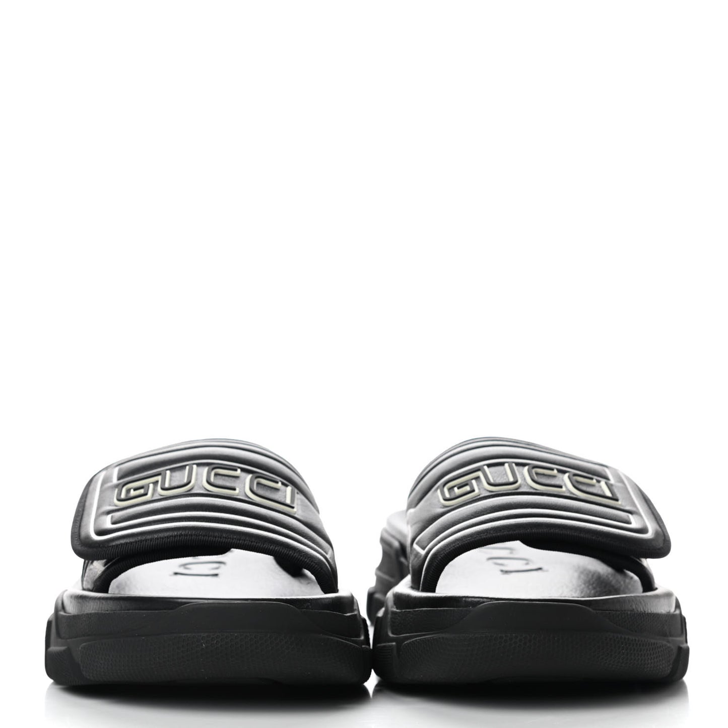 Nappa Grosgrain Logo Mens Velcro Chunky Slide Sandals 7 Black