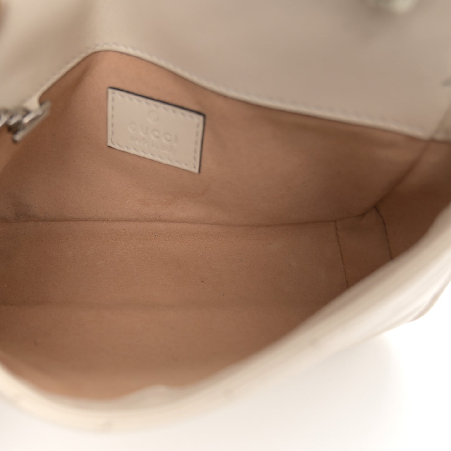 Calfskin Matelasse Monochrome GG Marmont Chain Belt Bag Mystic White