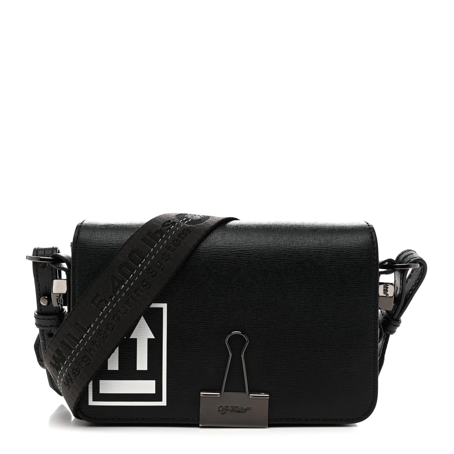 off white binder clip card holder Off-White Saffiano Mini Binder Clip Bag Black White 1840917 – FASHIONPHILE